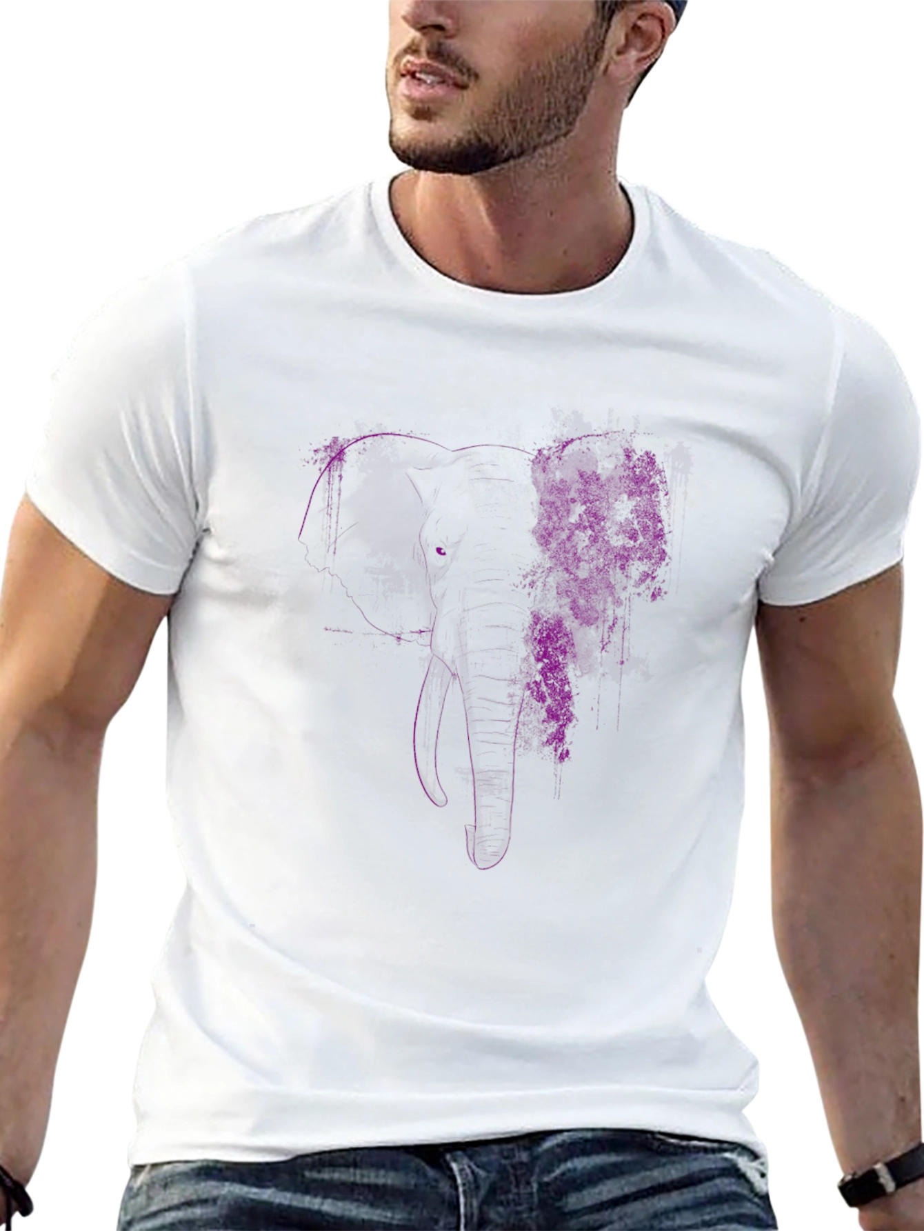 Elephant Floral Graphic Tee - Black