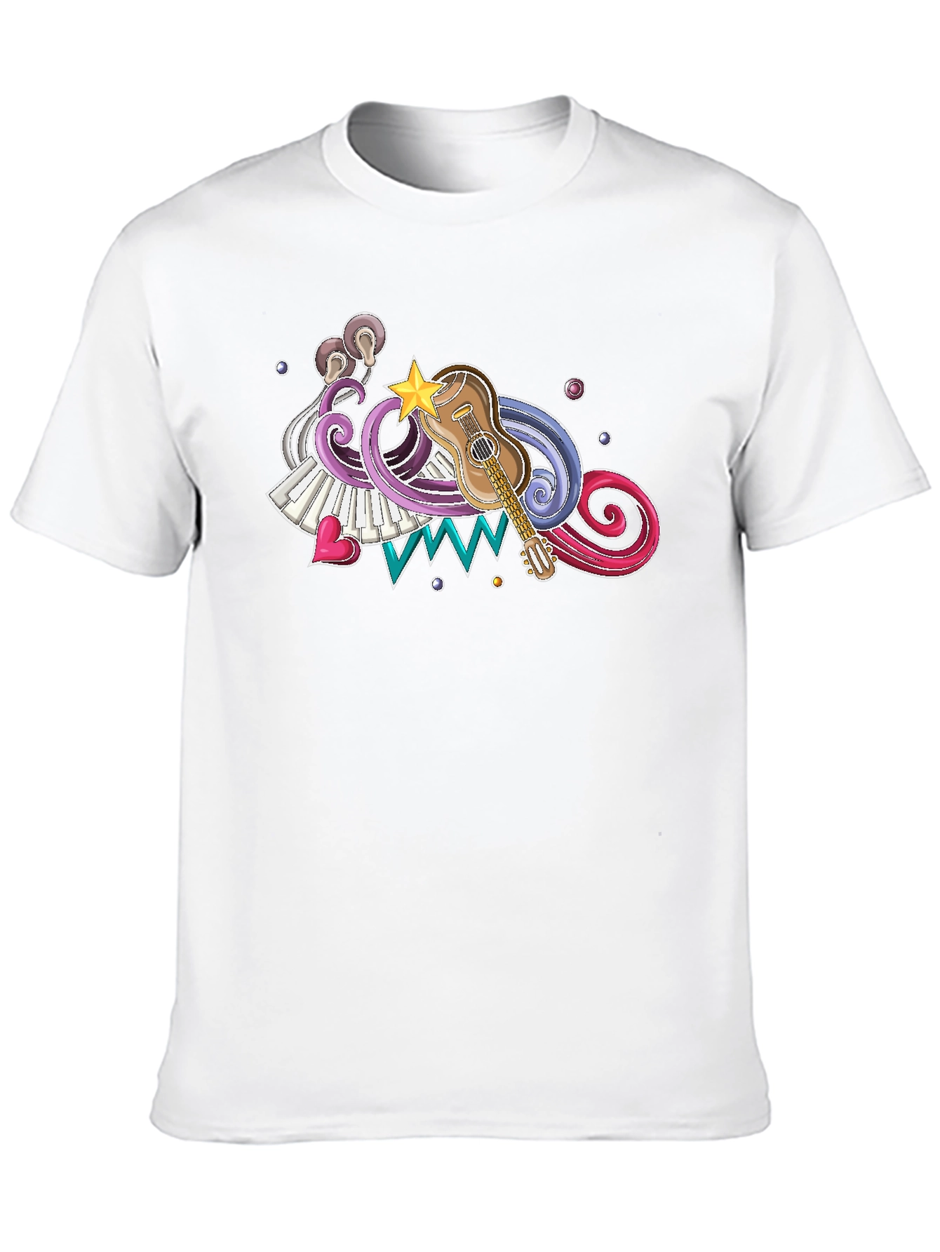 Musical Graphic Print Black T-Shirt