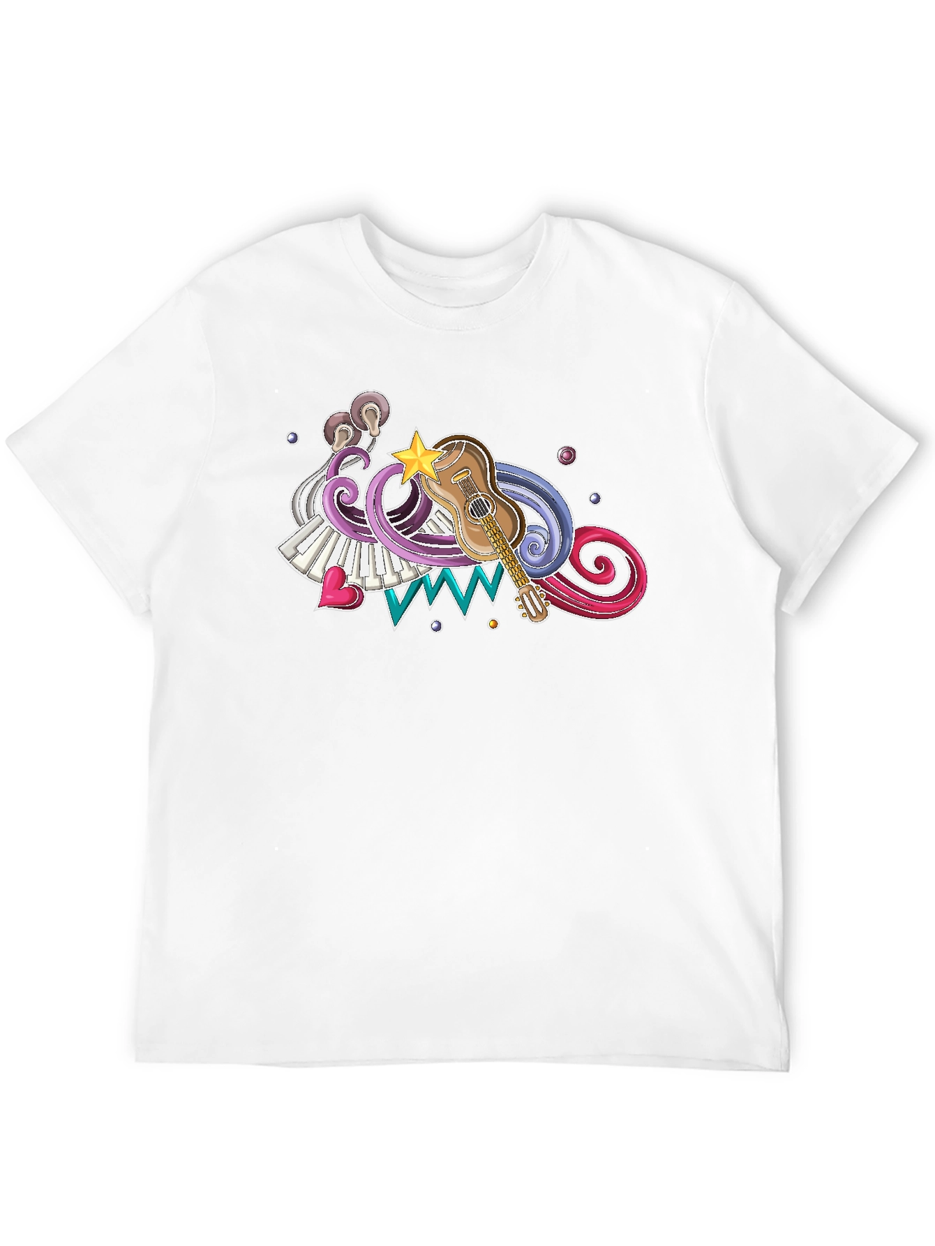 Musical Graphic Print Black T-Shirt