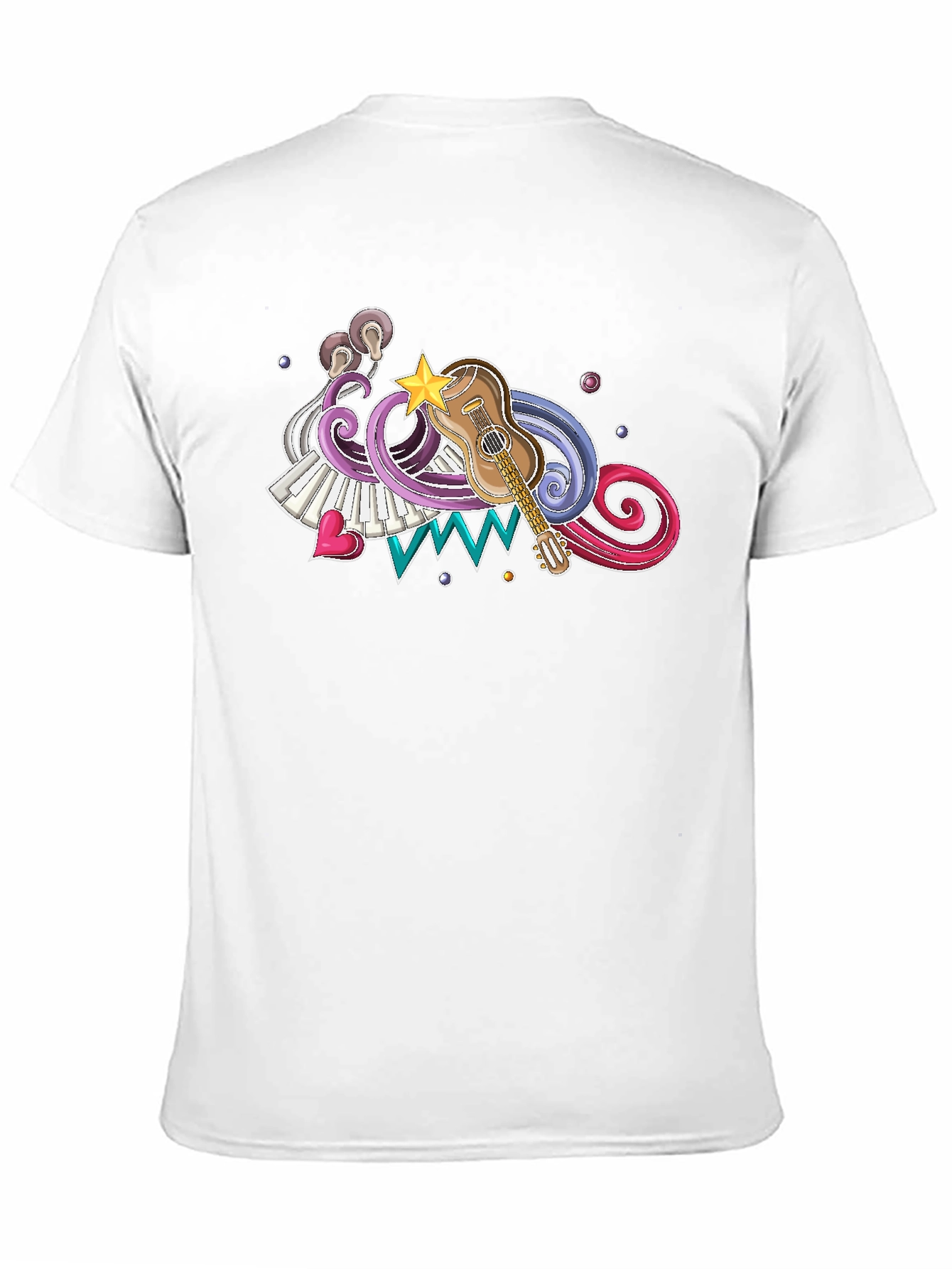 Musical Graphic Print Black T-Shirt