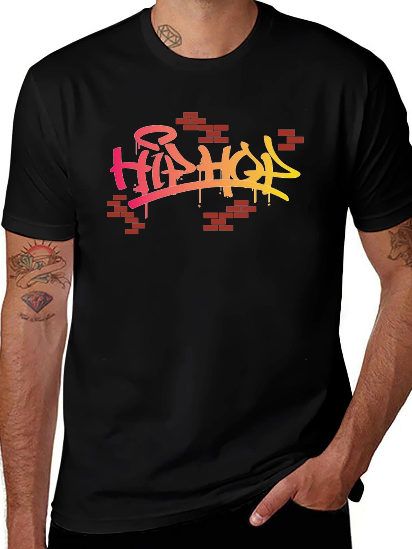 Hip Hop Graffiti Style Graphic Black T-Shirt