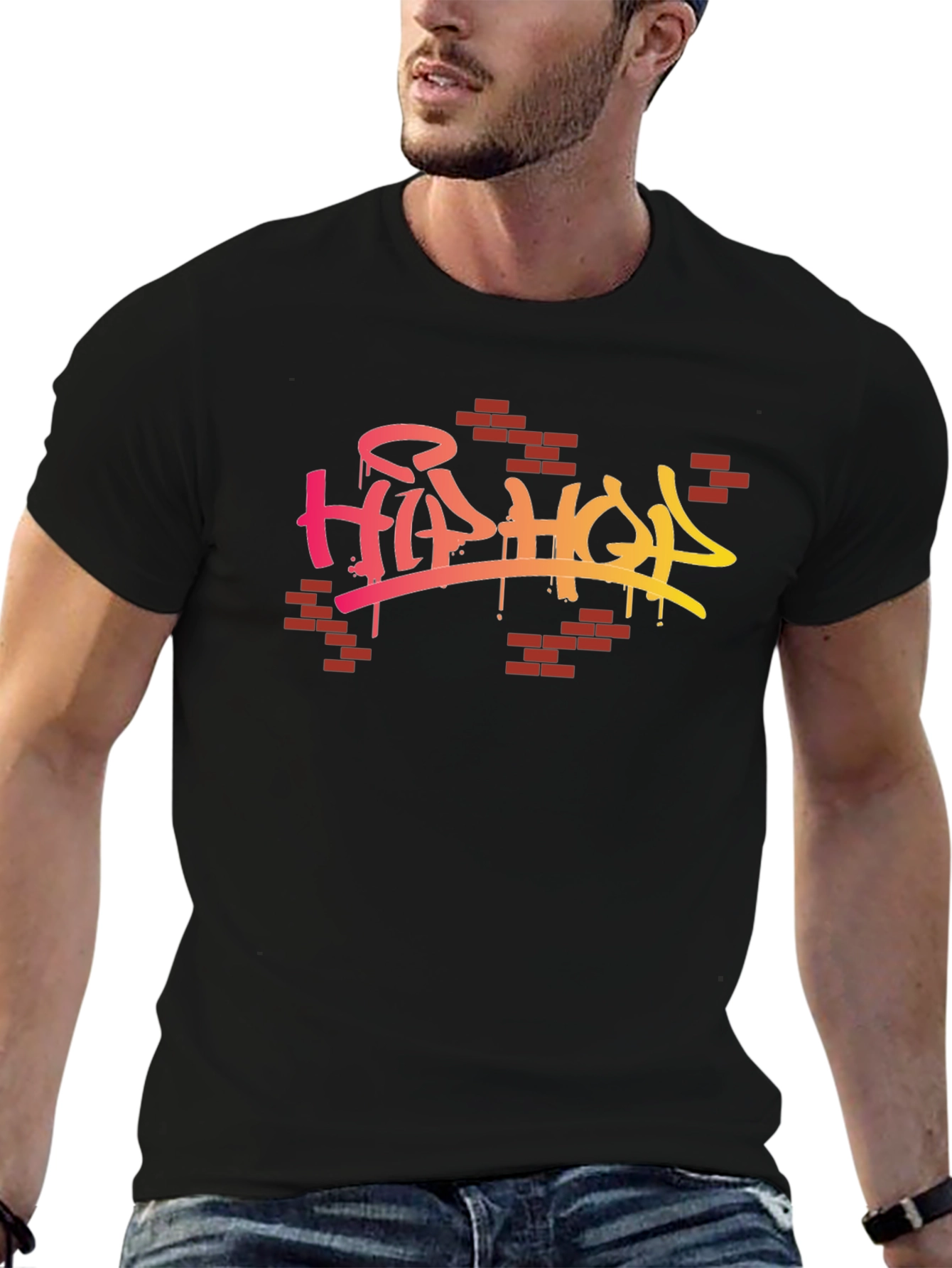 Hip Hop Graffiti Style Graphic Black T-Shirt