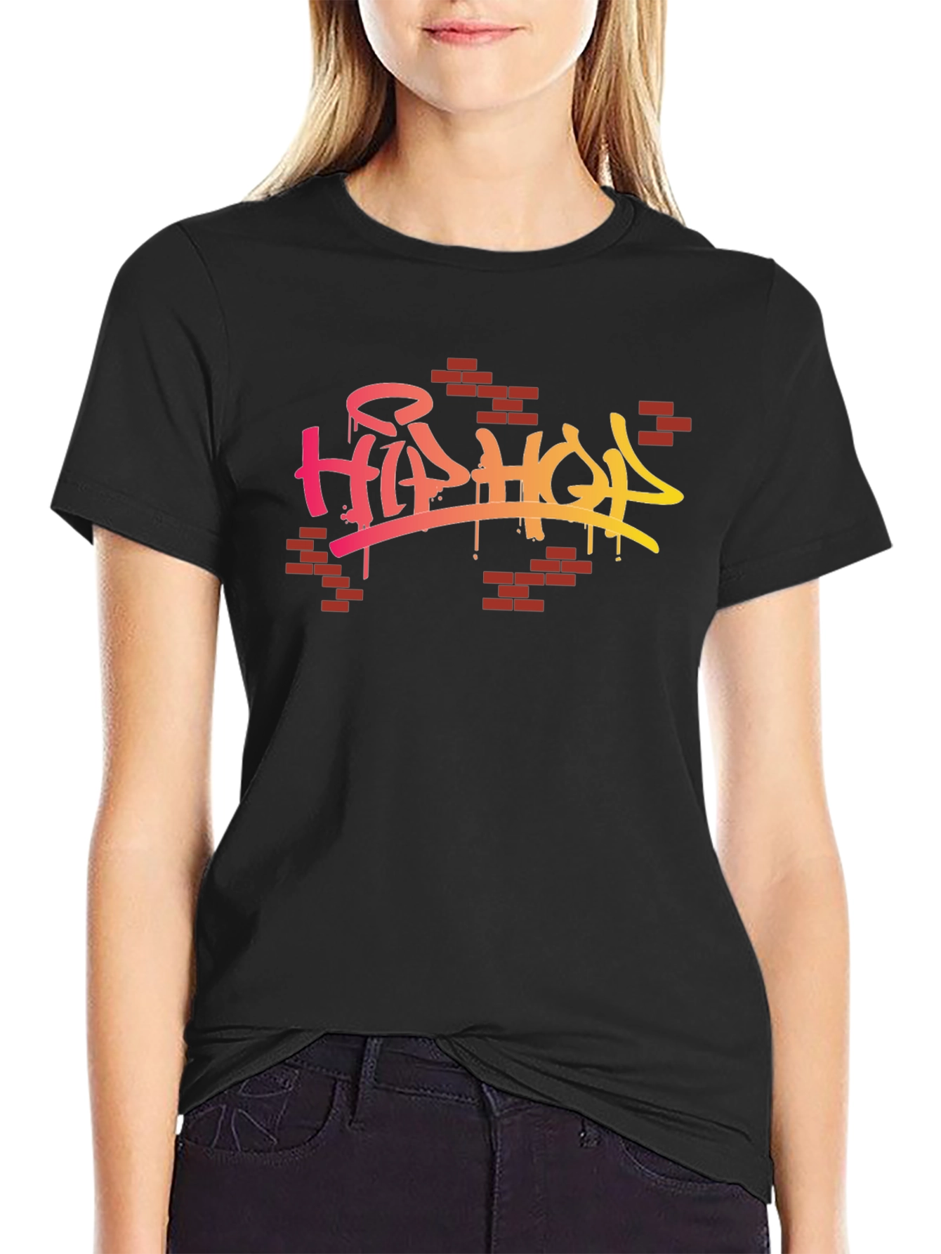 Hip Hop Graffiti Style Graphic Black T-Shirt