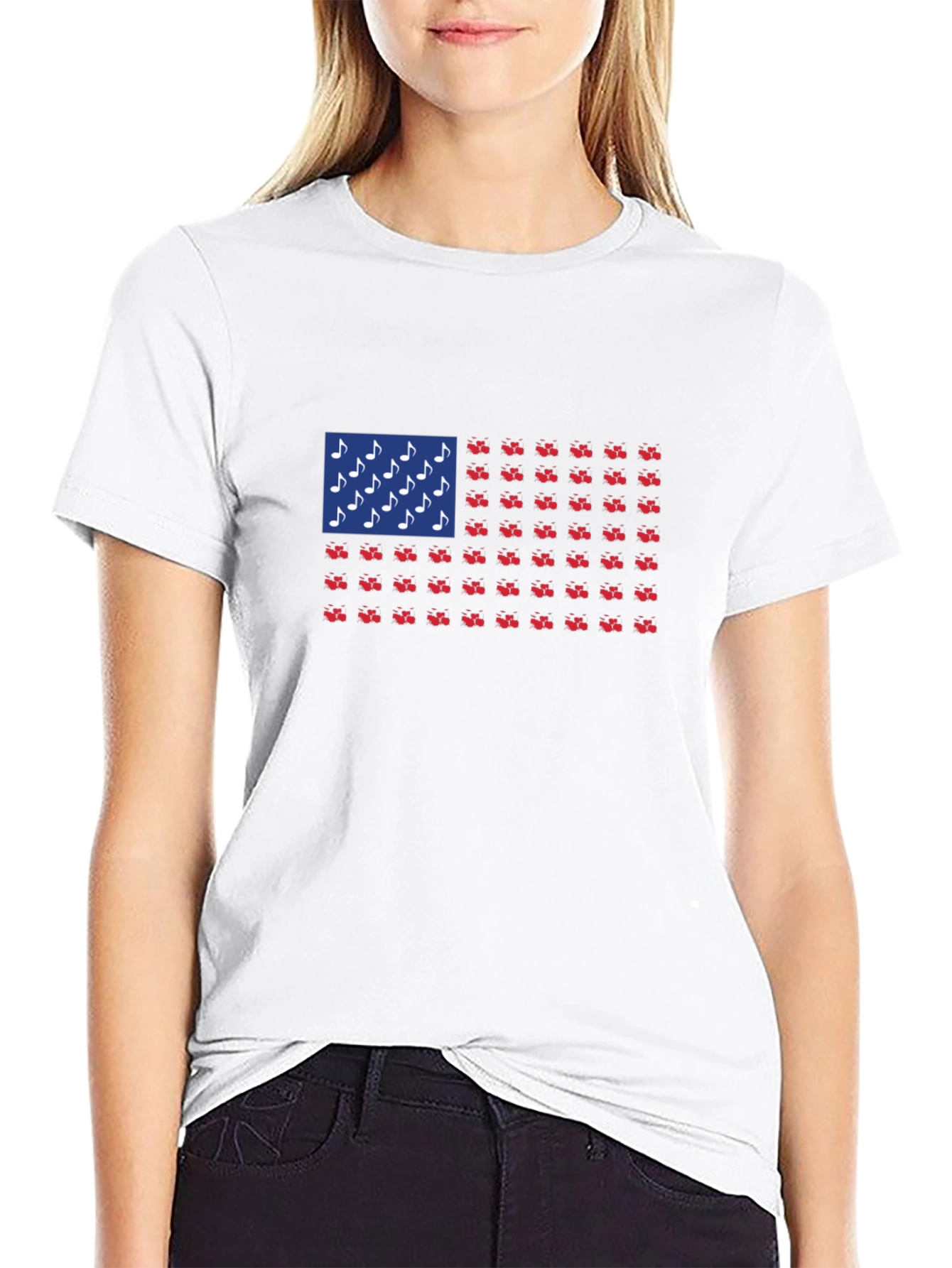 Patriotic Musical Note & Tractor Flag T-Shirt