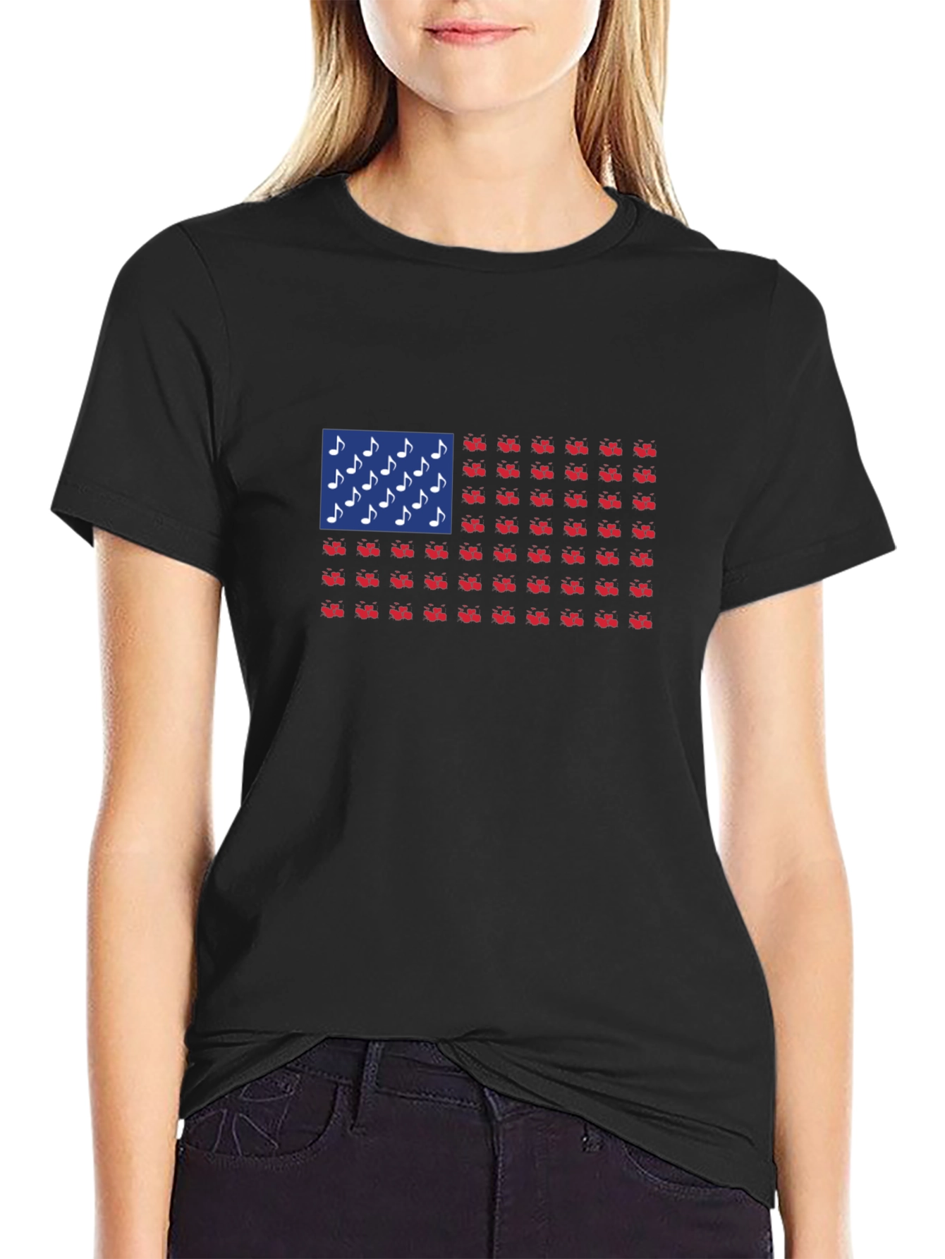 Patriotic Musical Note & Tractor Flag T-Shirt