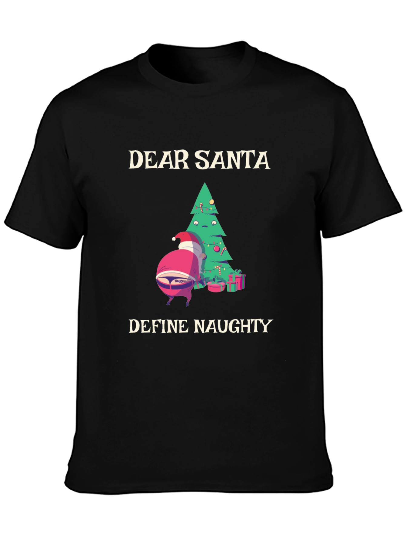 Dear Santa Define Naughty Black T-Shirt
