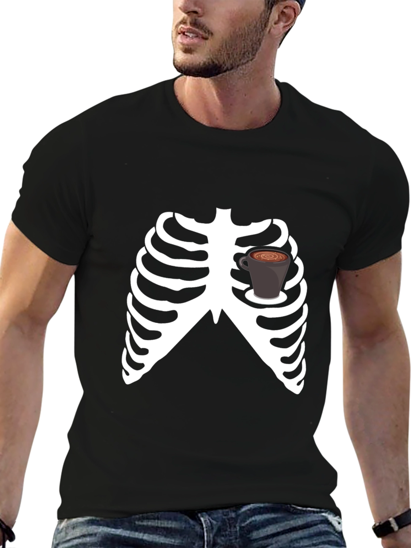 Coffee Skeleton Graphic T-Shirt