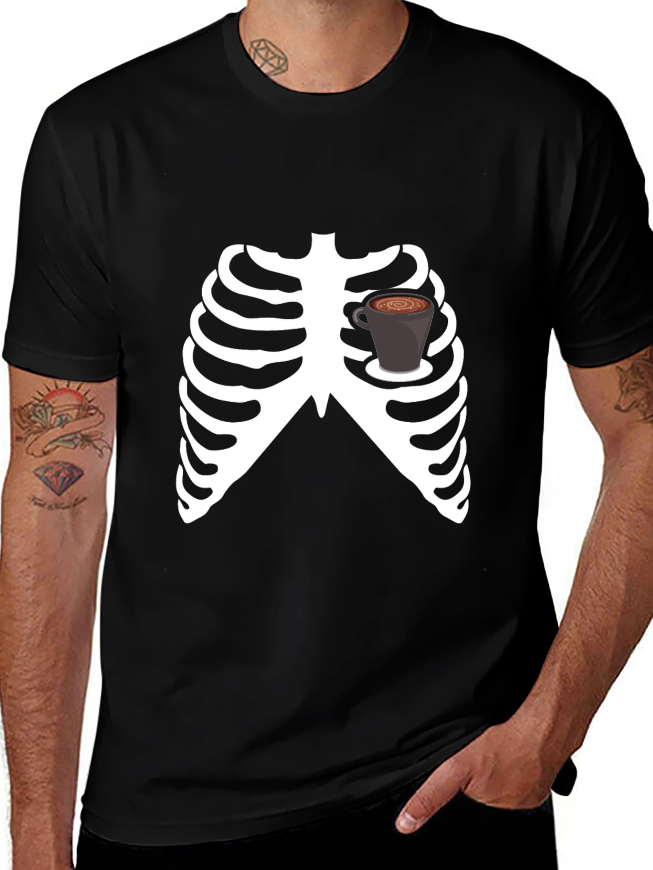 Coffee Skeleton Graphic T-Shirt