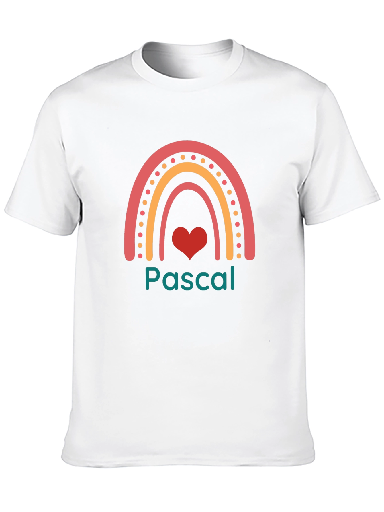 Pascal Rainbow Heart Personalized Black T-Shirt