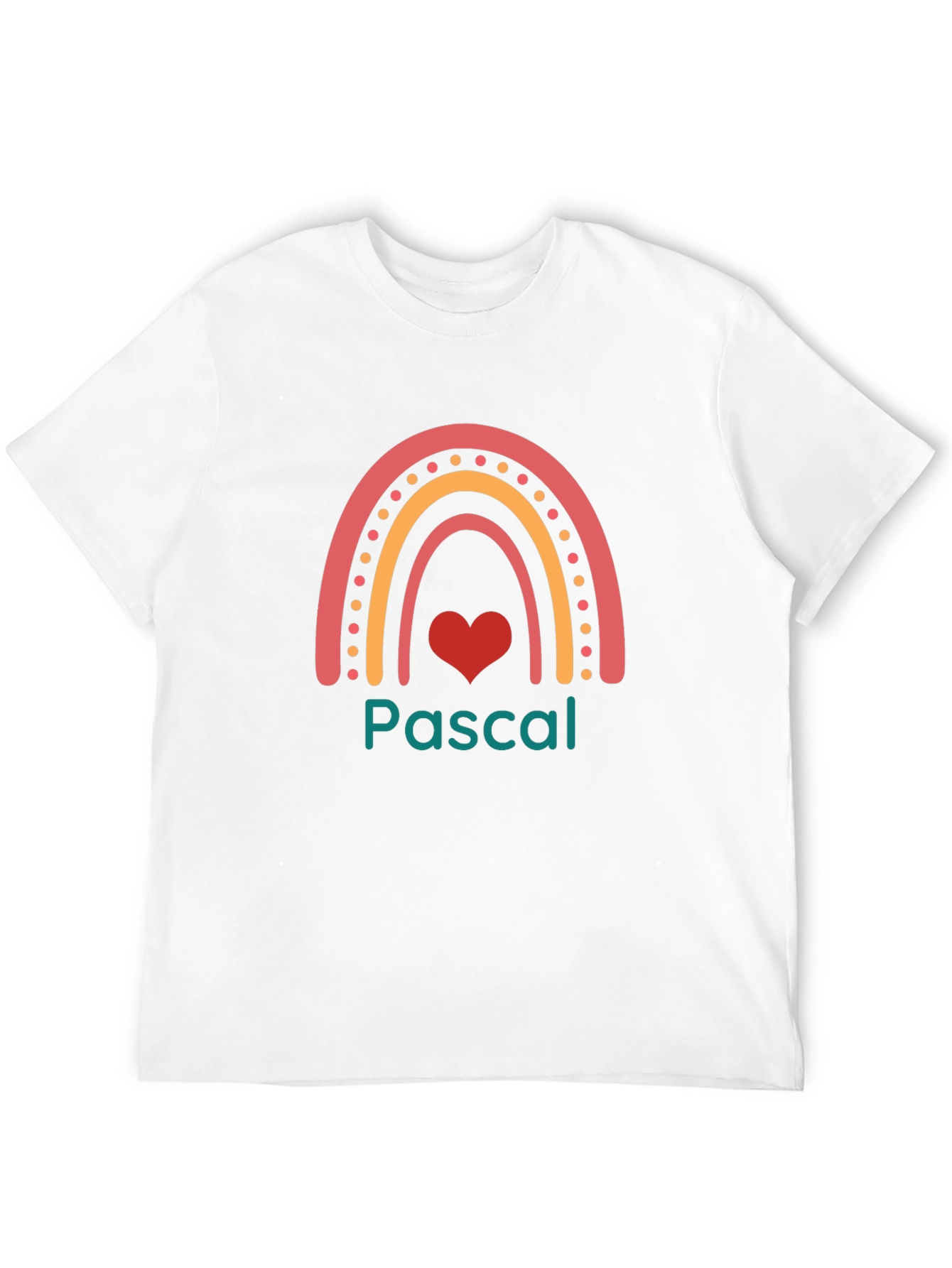 Pascal Rainbow Heart Personalized Black T-Shirt