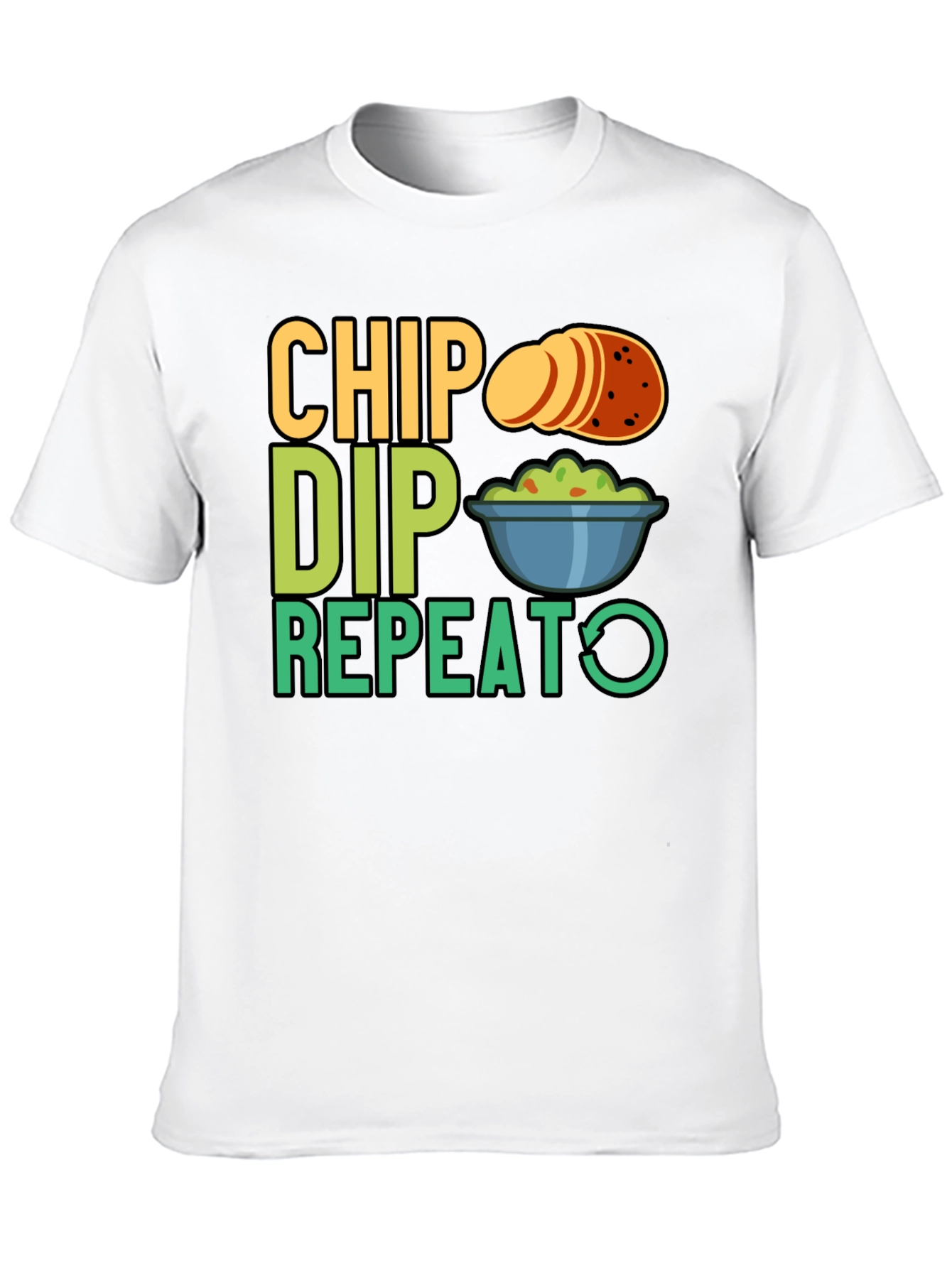 Chip Dip Repeat Graphic Tee - Snack Lover T-Shirt