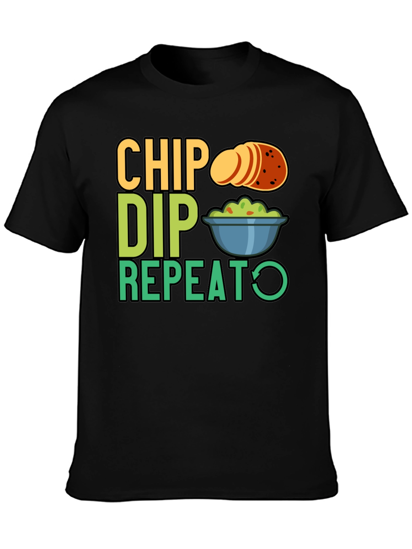 Chip Dip Repeat Graphic Tee - Snack Lover T-Shirt