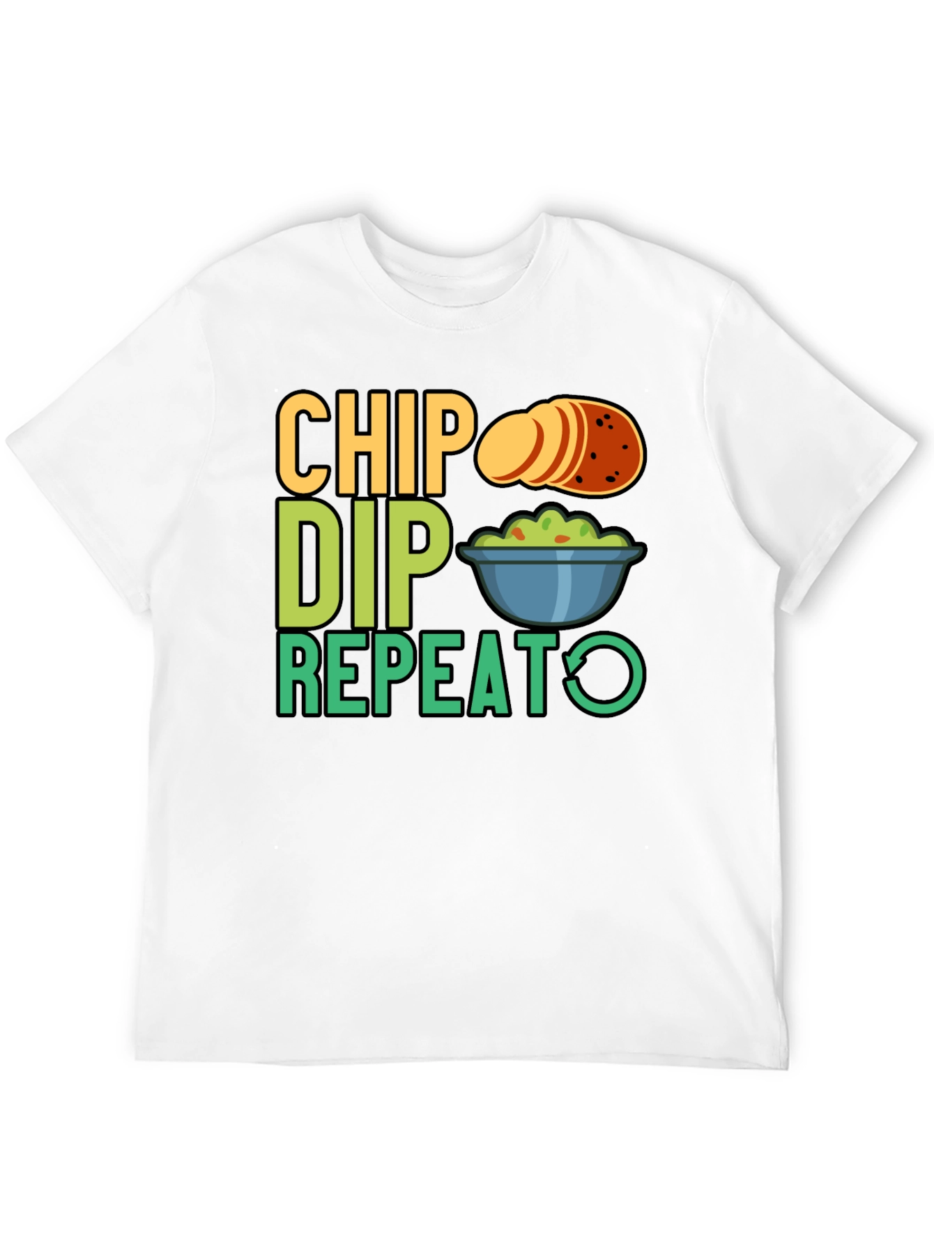 Chip Dip Repeat Graphic Tee - Snack Lover T-Shirt