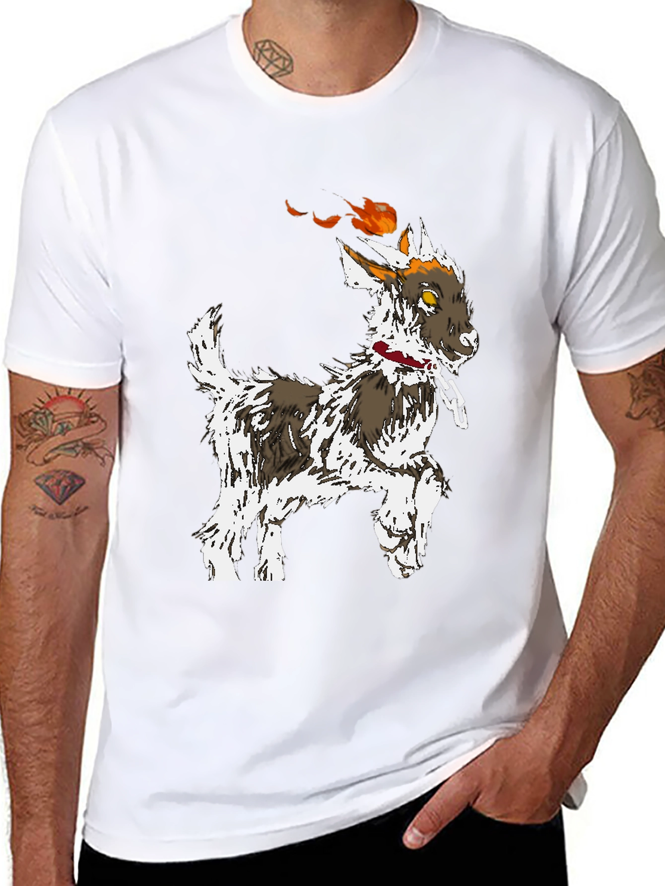 Flaming Goat Graphic T-Shirt - Unique Mens Tee