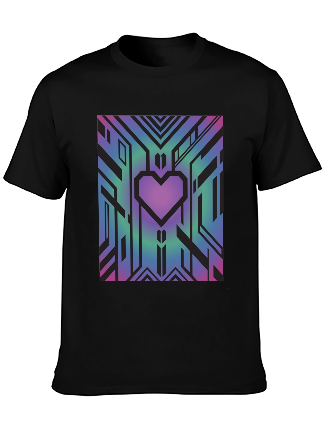 Geometric Heart Graphic Tee - Abstract Design