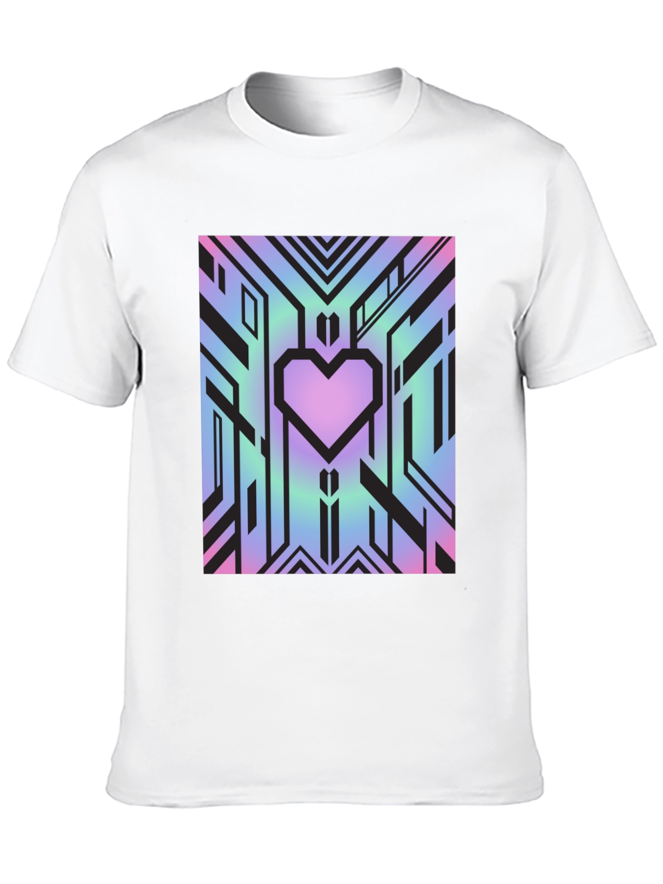 Geometric Heart Graphic Tee - Abstract Design