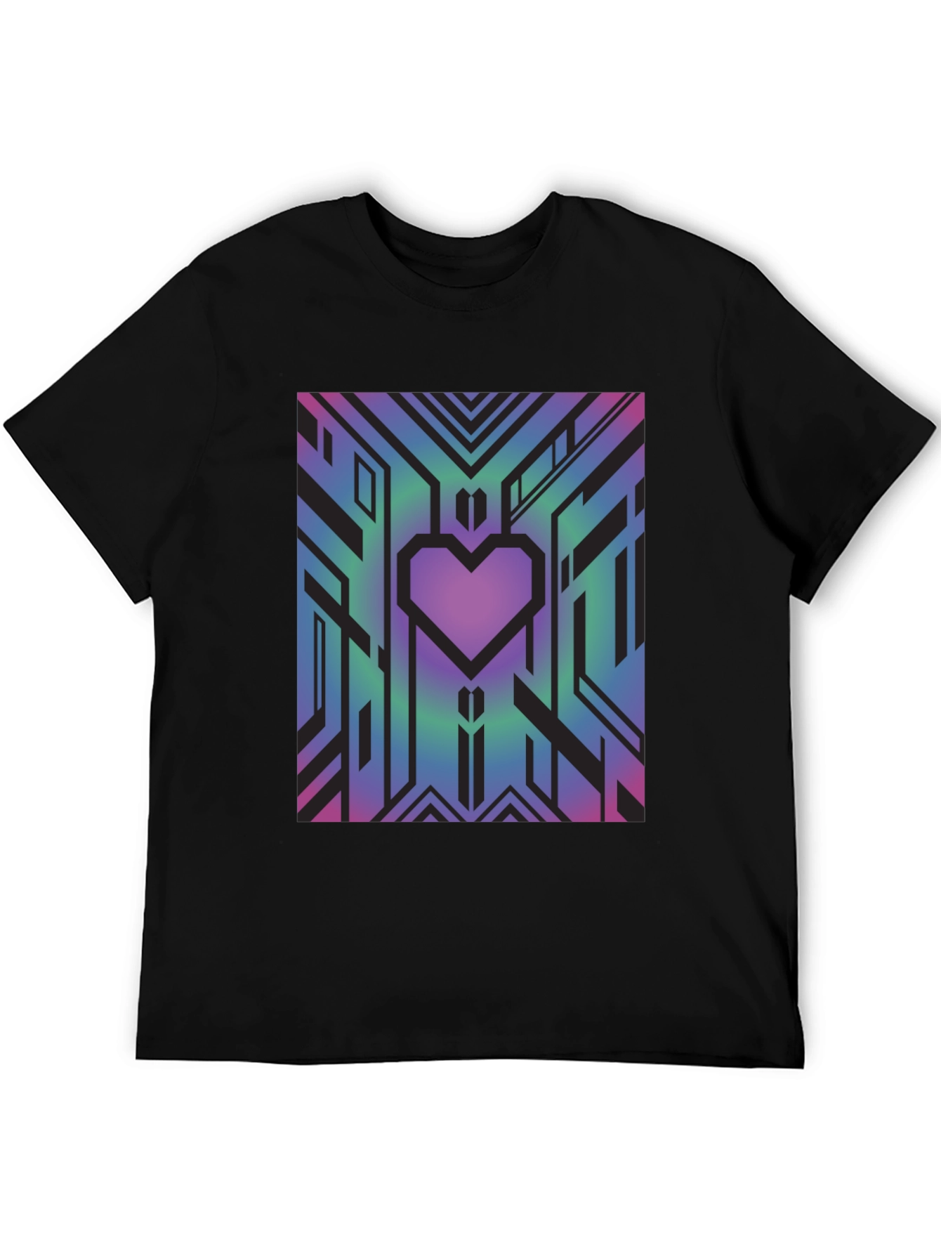 Geometric Heart Graphic Tee - Abstract Design