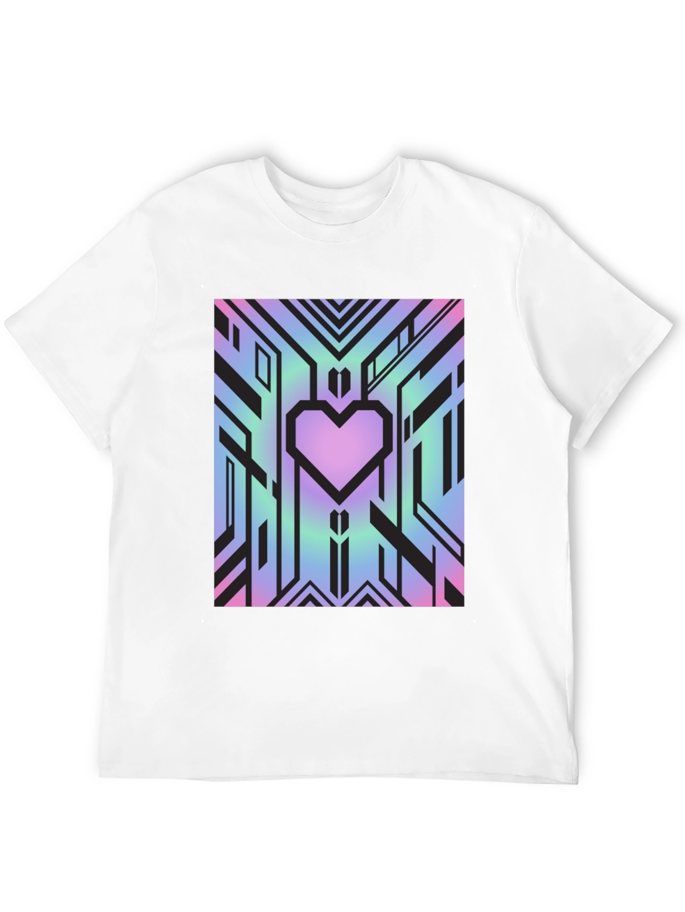 Geometric Heart Graphic Tee - Abstract Design