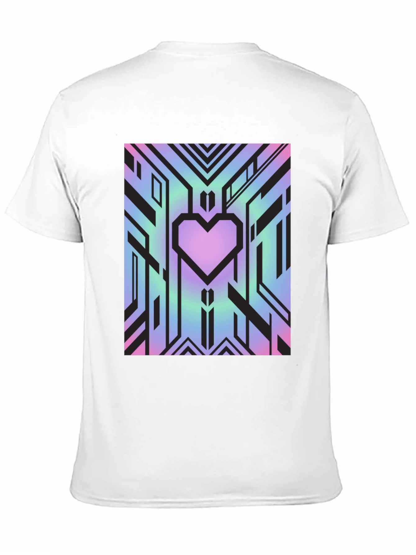 Geometric Heart Graphic Tee - Abstract Design