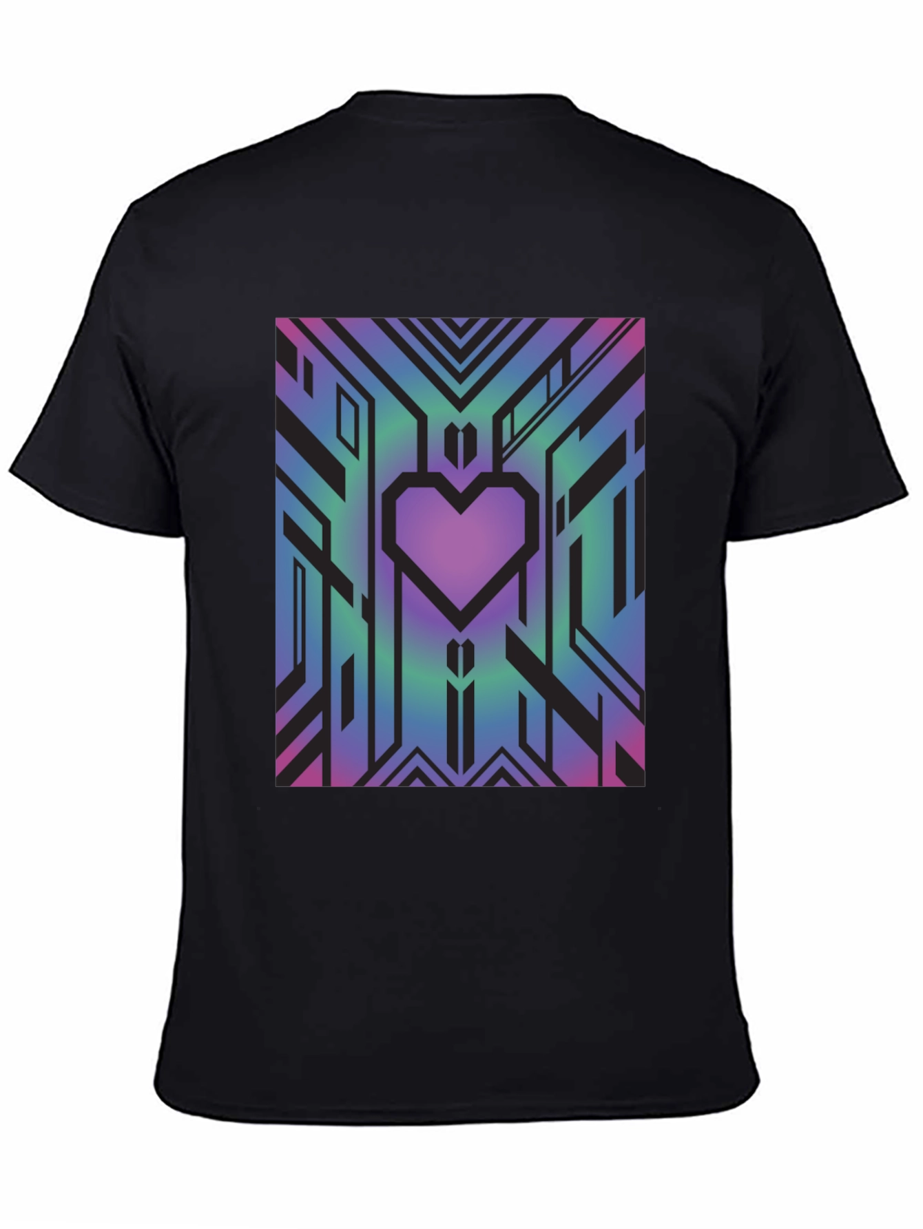 Geometric Heart Graphic Tee - Abstract Design