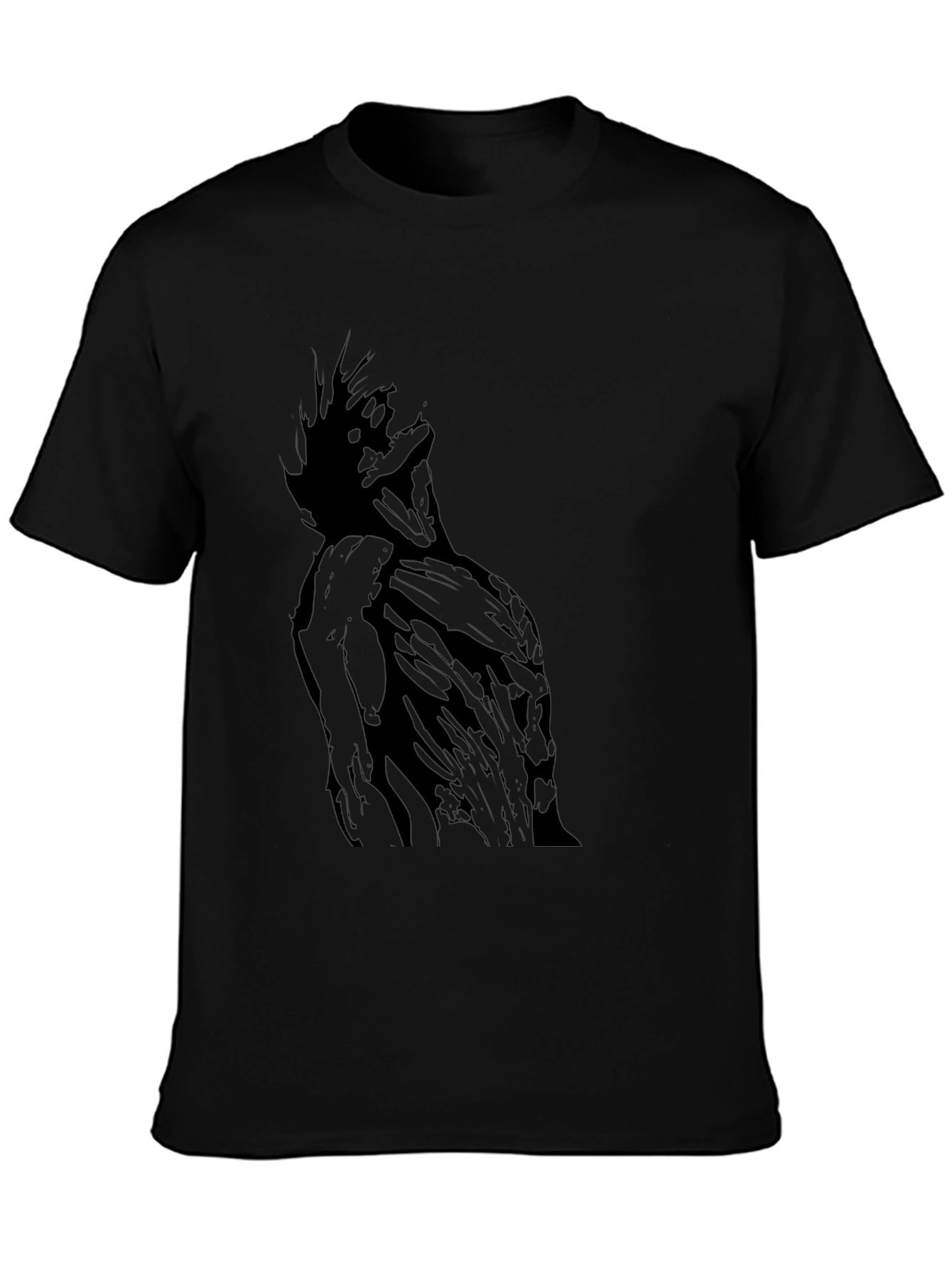 Black Graphic Tee - Abstract Figure Print