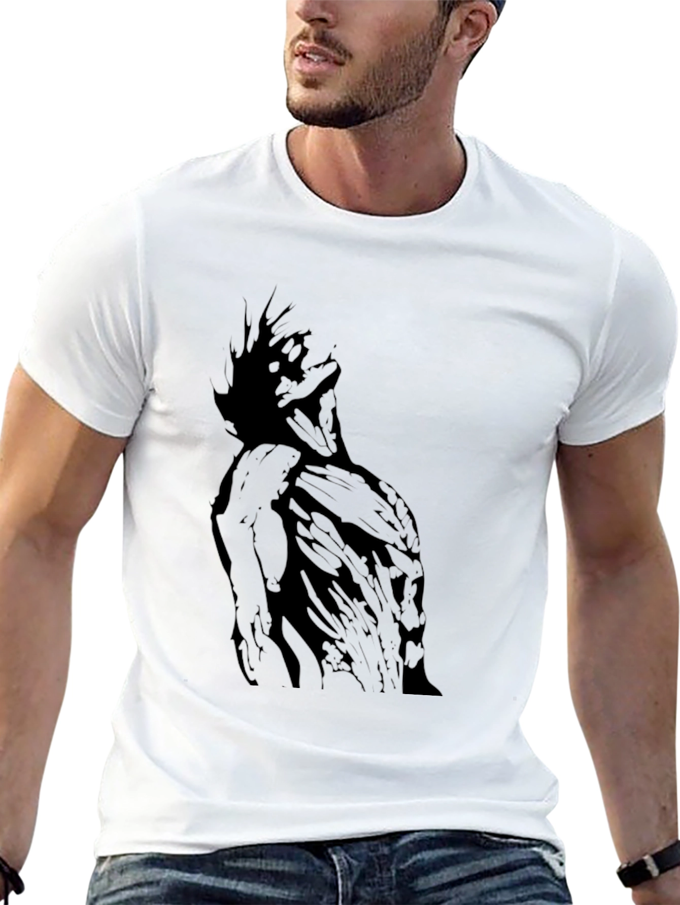 Black Graphic Tee - Abstract Figure Print