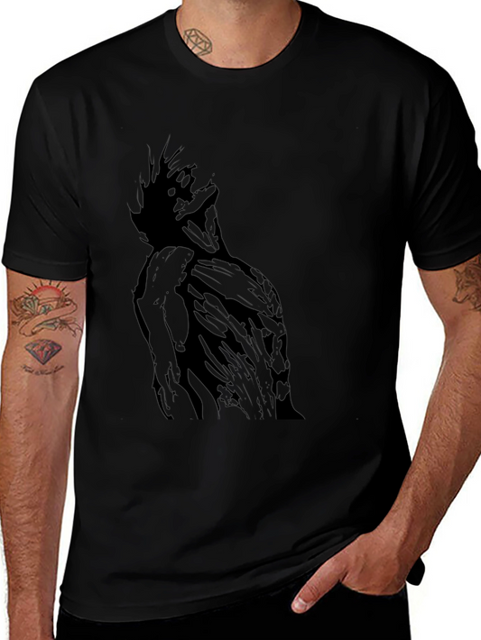 Black Graphic Tee - Abstract Figure Print