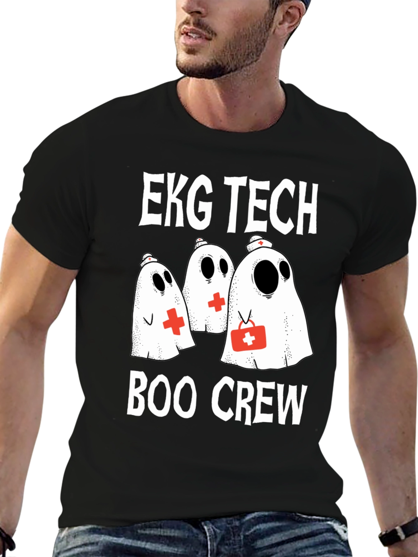 EKG Tech Boo Crew Ghost T-Shirt Halloween Nurse