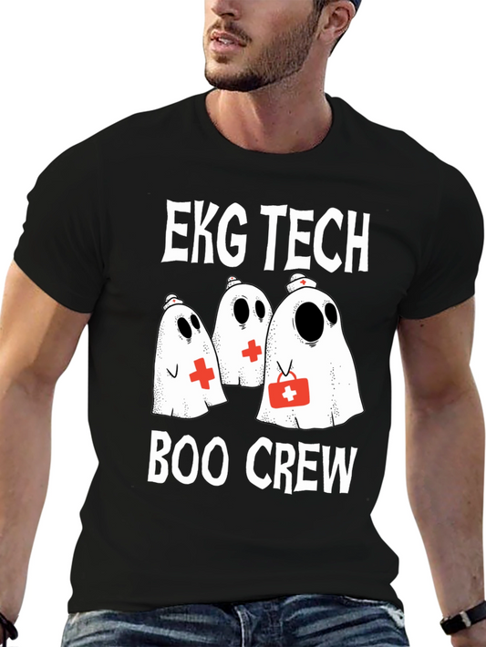 EKG Tech Boo Crew Ghost T-Shirt Halloween Nurse