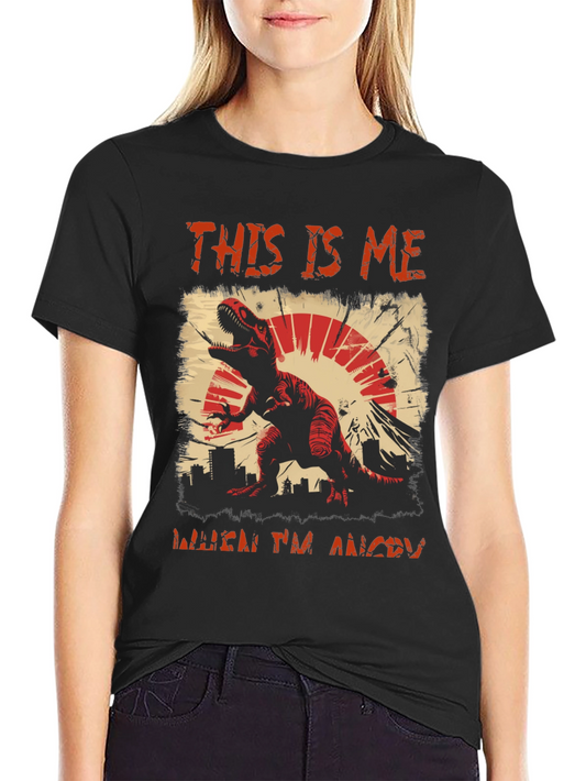 Angry Dino Graphic Tee - Mens Black T-Shirt