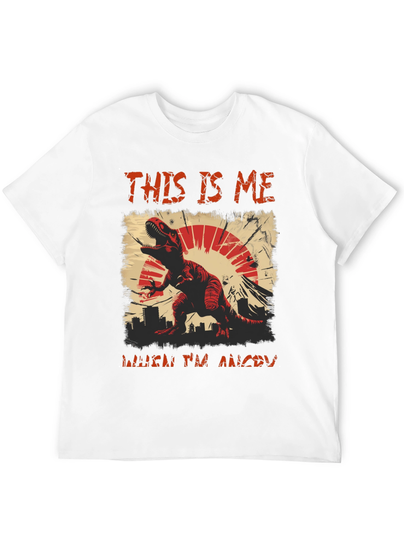Angry Dino Graphic Tee - Mens Black T-Shirt