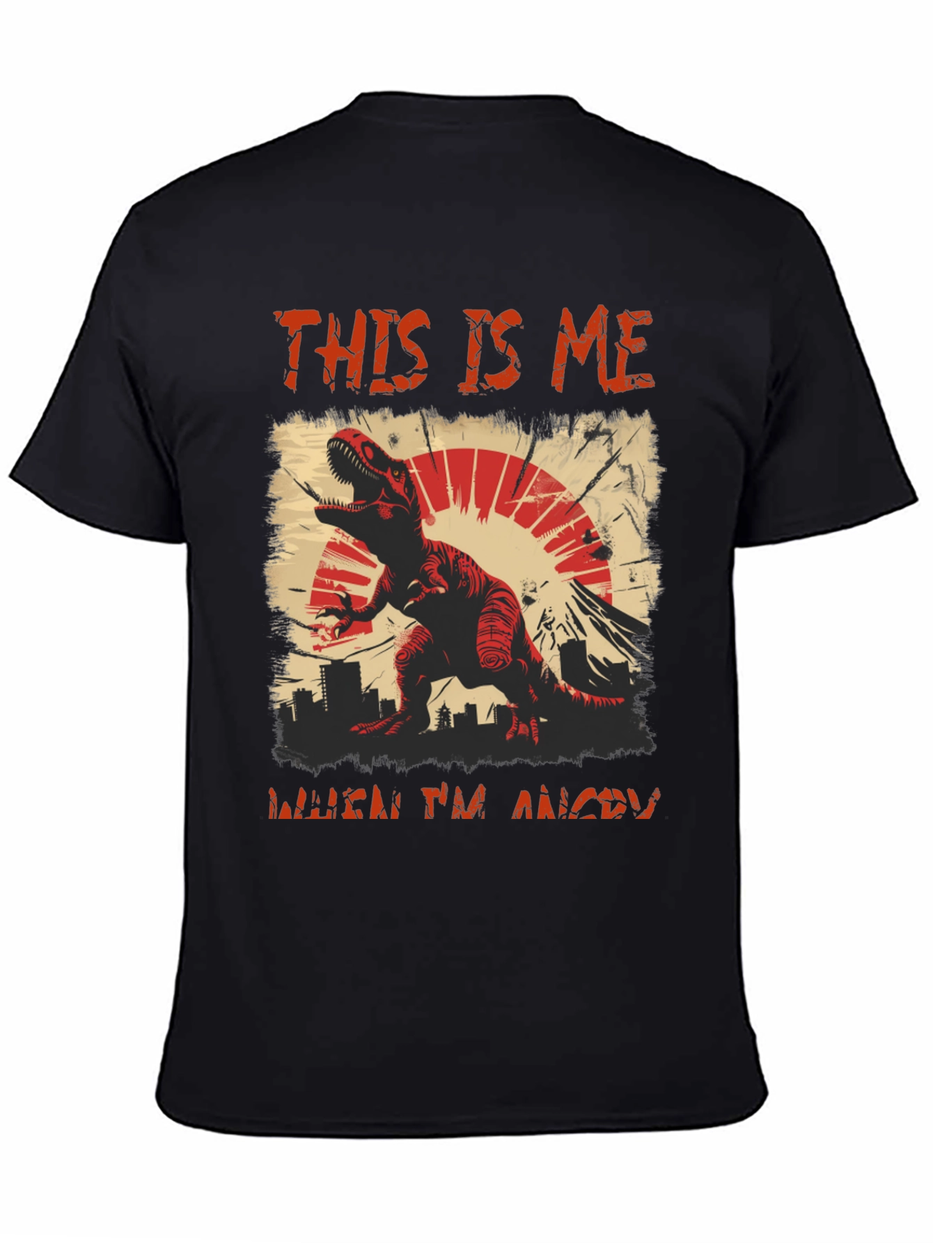 Angry Dino Graphic Tee - Mens Black T-Shirt