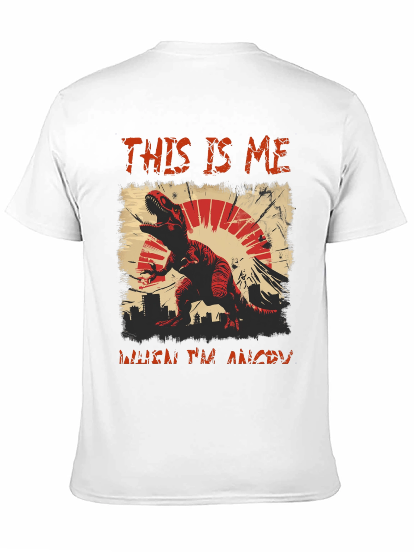 Angry Dino Graphic Tee - Mens Black T-Shirt