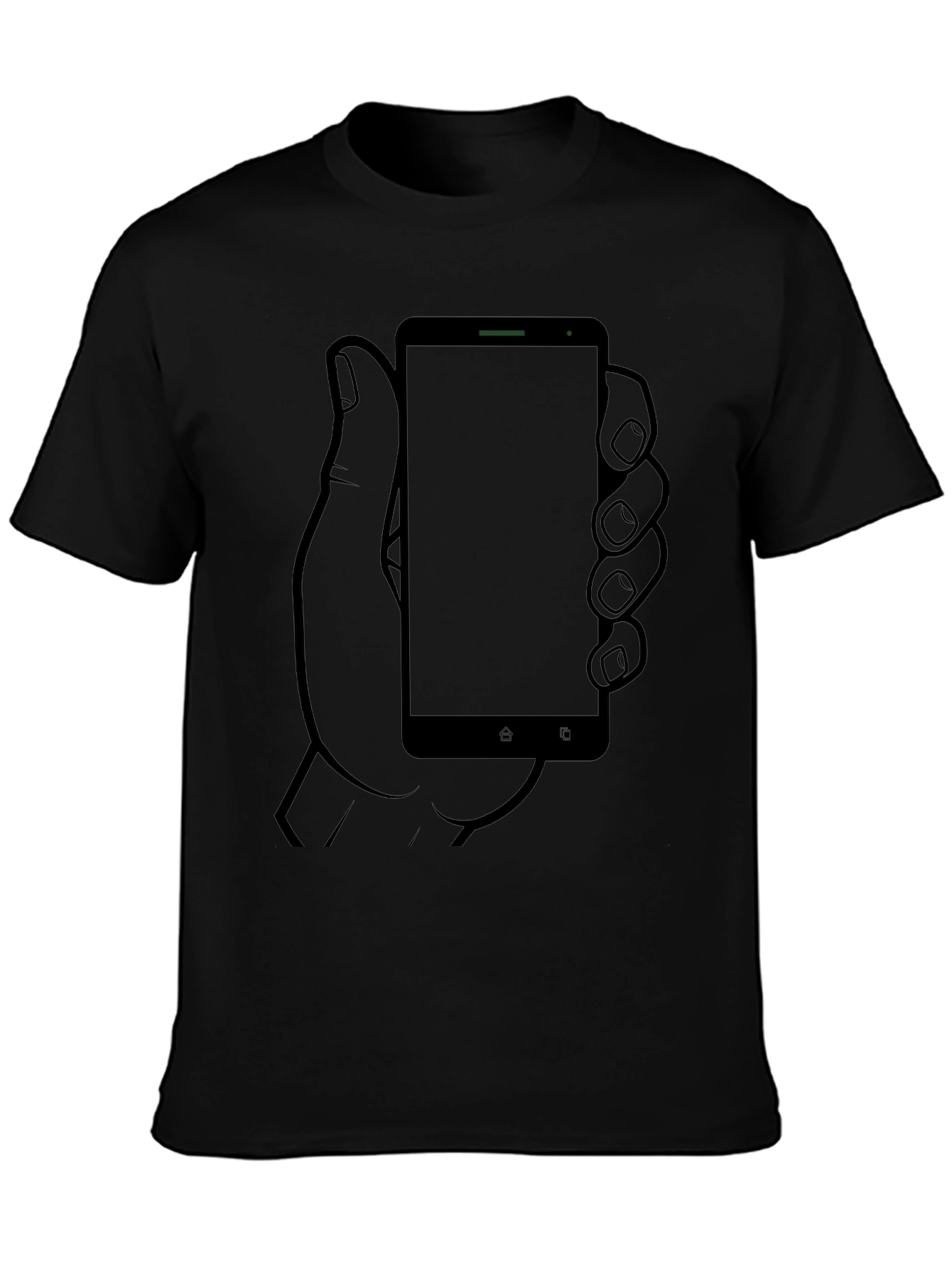 Smartphone Hand Graphic Tee - Cool Casual Black Shirt