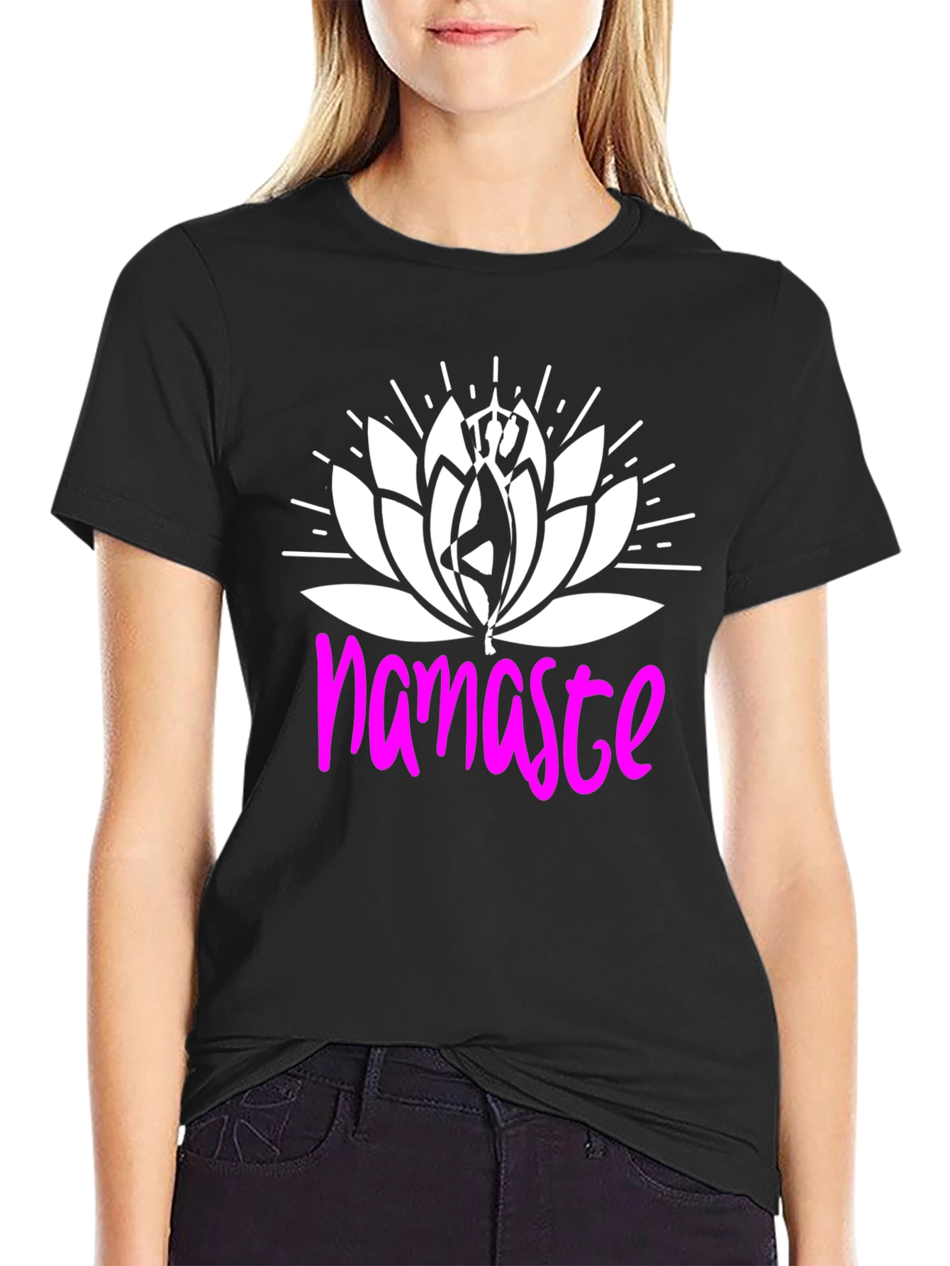 Namaste Lotus Flower Graphic T-Shirt