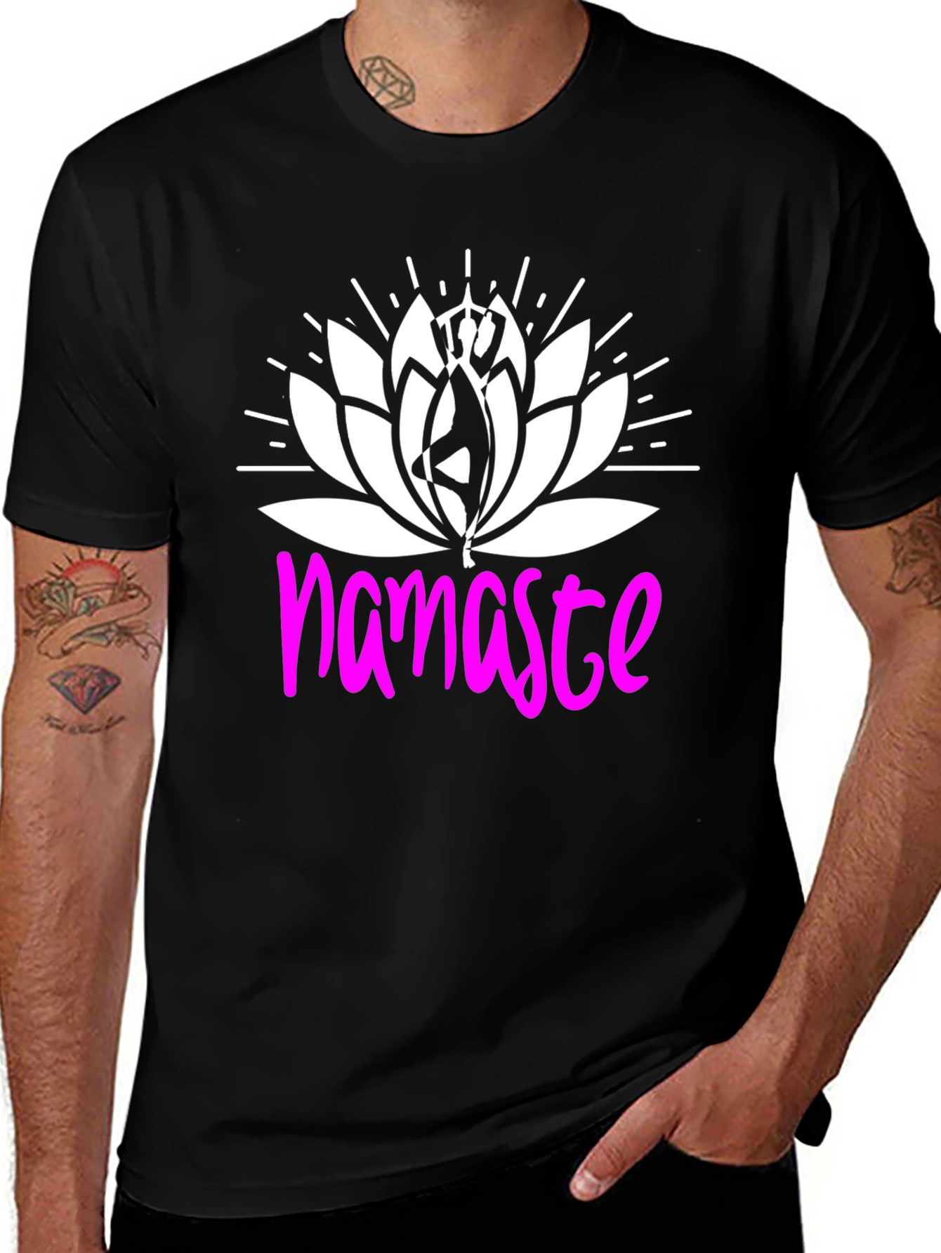 Namaste Lotus Flower Graphic T-Shirt