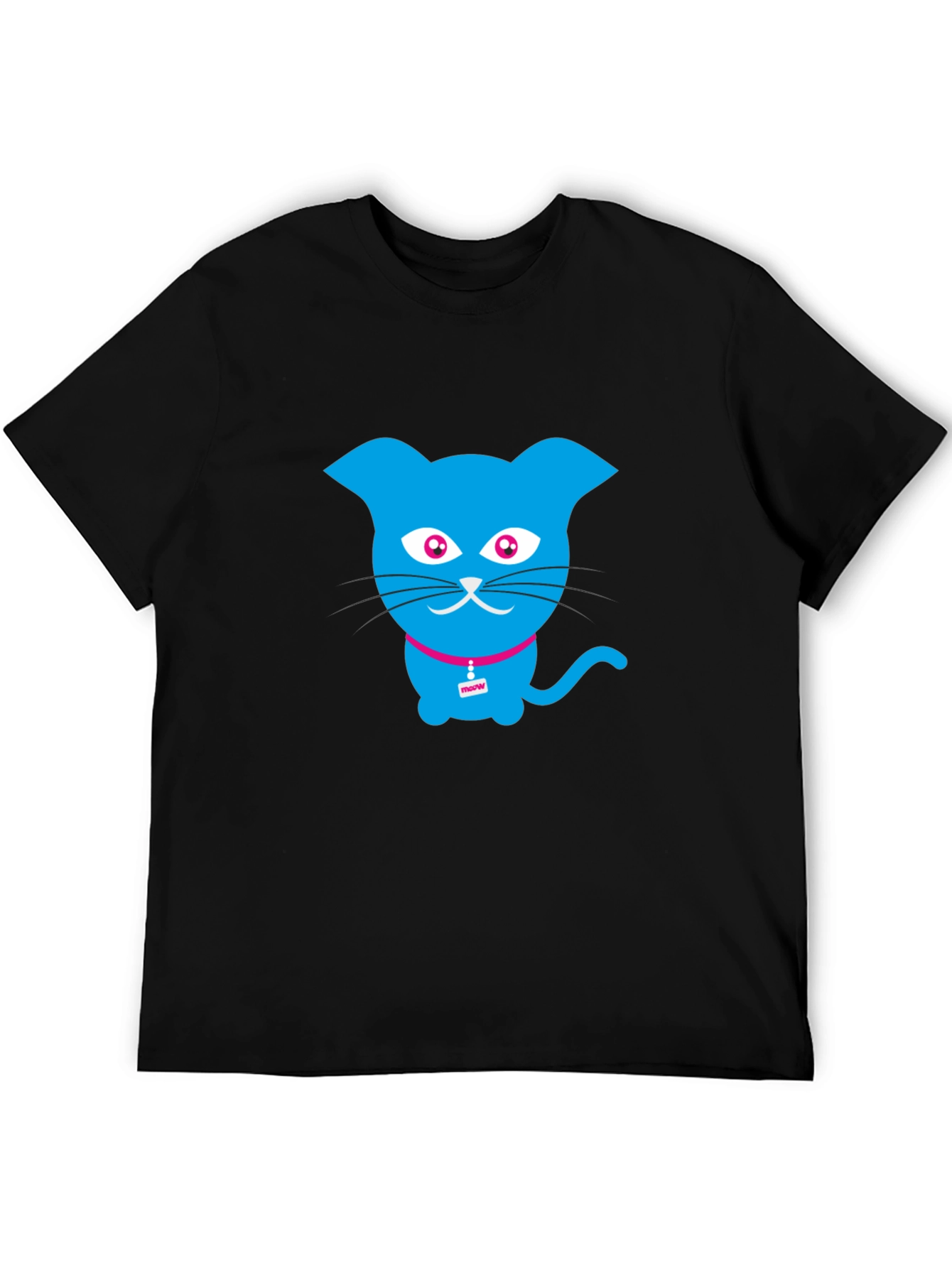 Blue Cat Graphic Tee - Trendy Casual Wear