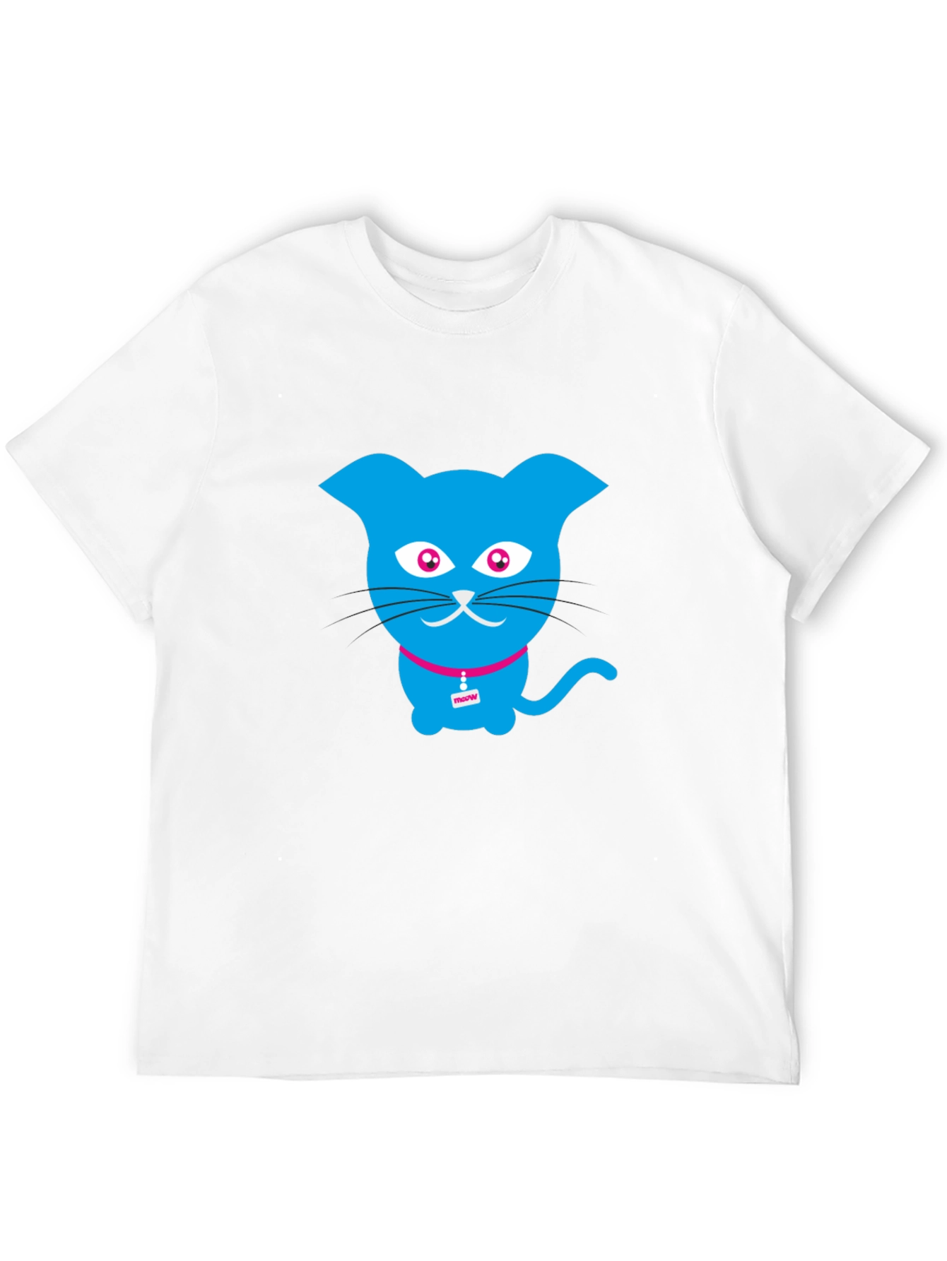 Blue Cat Graphic Tee - Trendy Casual Wear