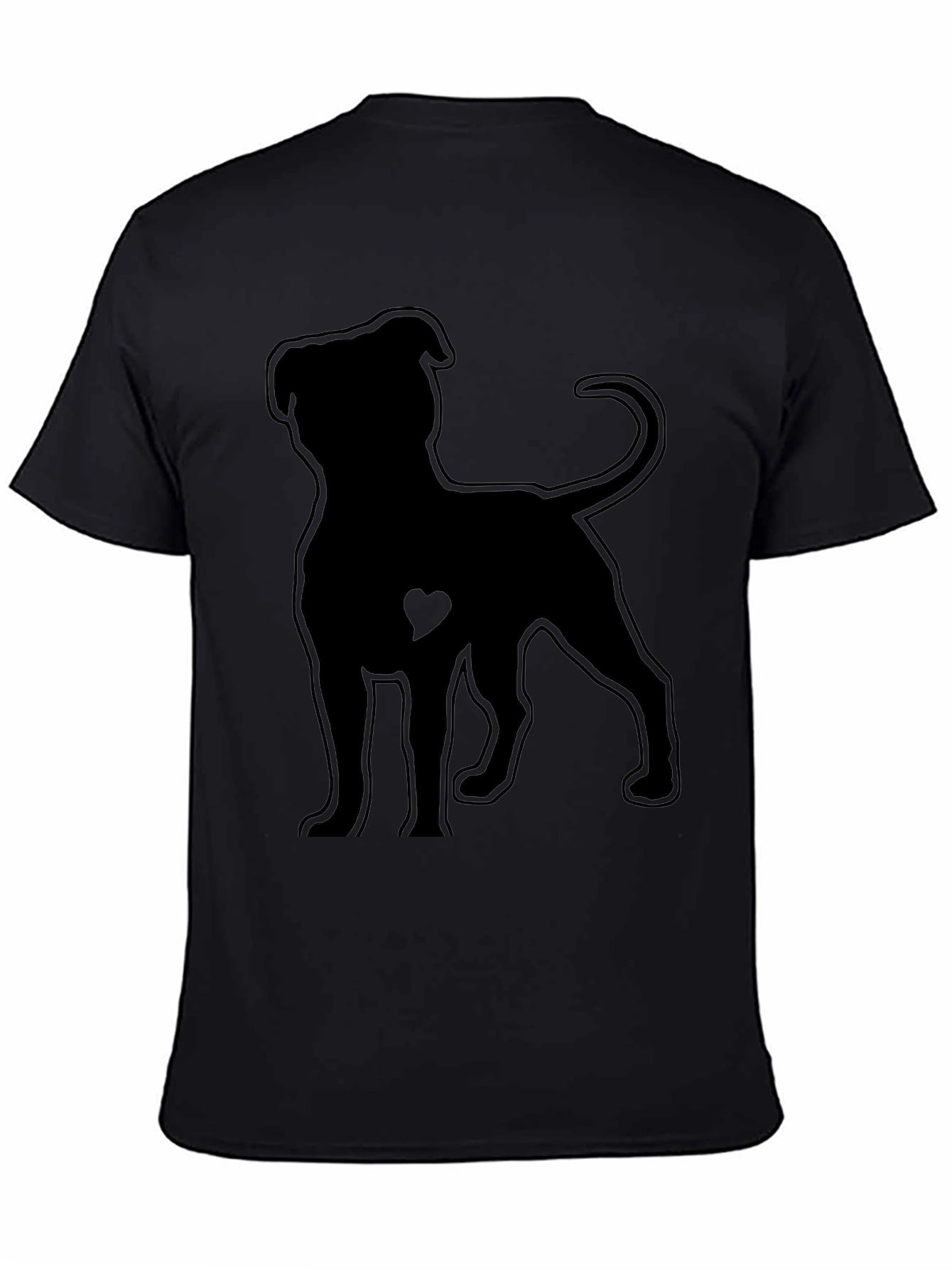Pitbull Heart Silhouette Black T-Shirt
