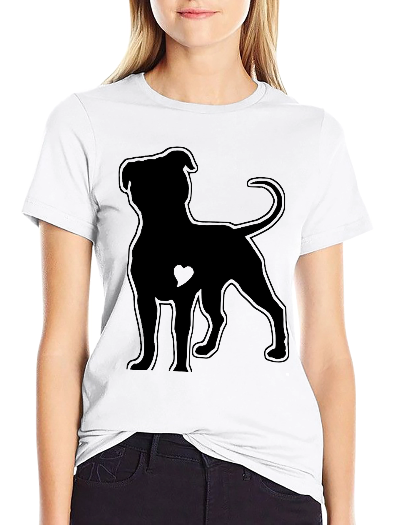 Pitbull Heart Silhouette Black T-Shirt