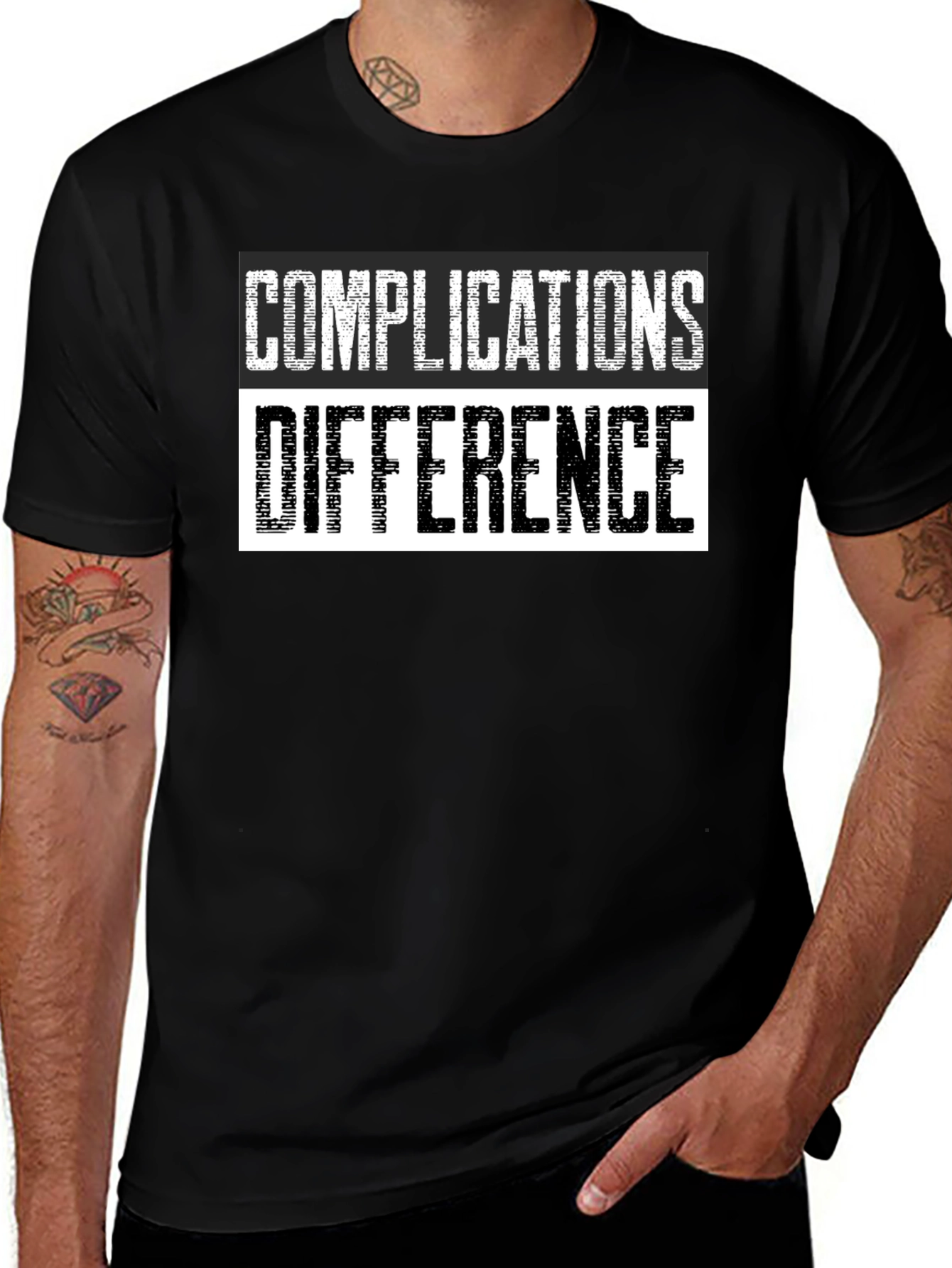 Complications Difference Graphic Tee - Black Cotton T-Shirt