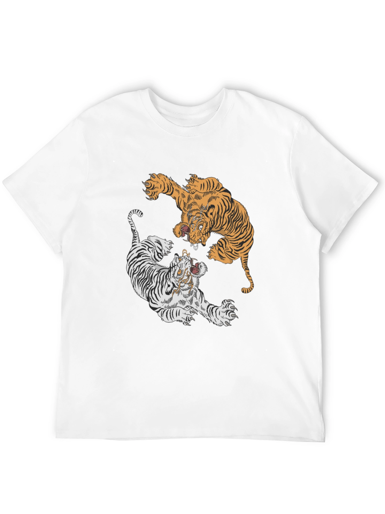 Tiger Yin Yang Graphic Tee - Black Cotton T-Shirt