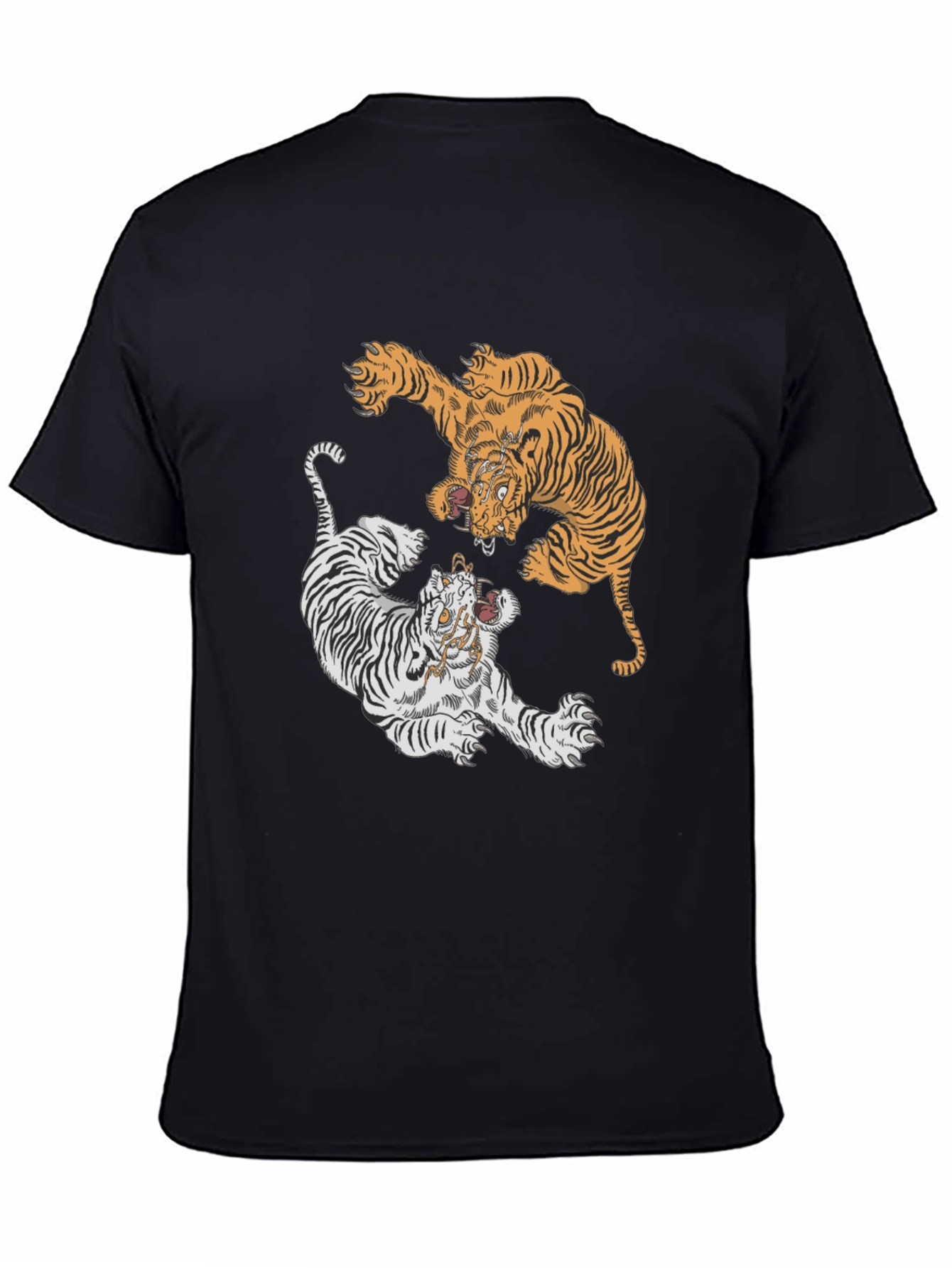 Tiger Yin Yang Graphic Tee - Black Cotton T-Shirt