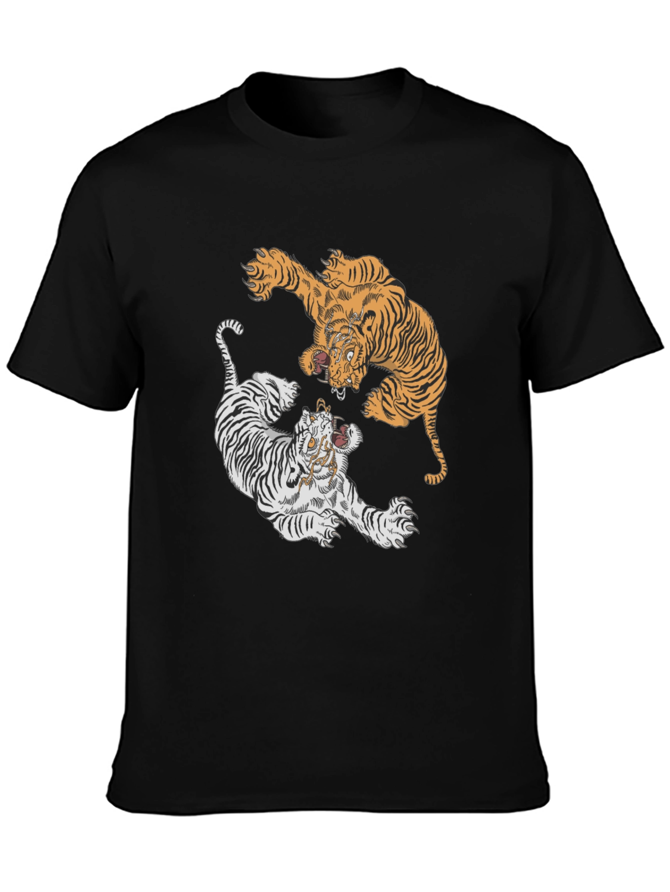 Tiger Yin Yang Graphic Tee - Black Cotton T-Shirt