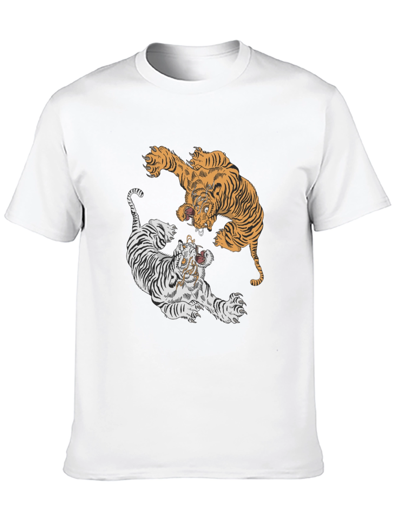 Tiger Yin Yang Graphic Tee - Black Cotton T-Shirt