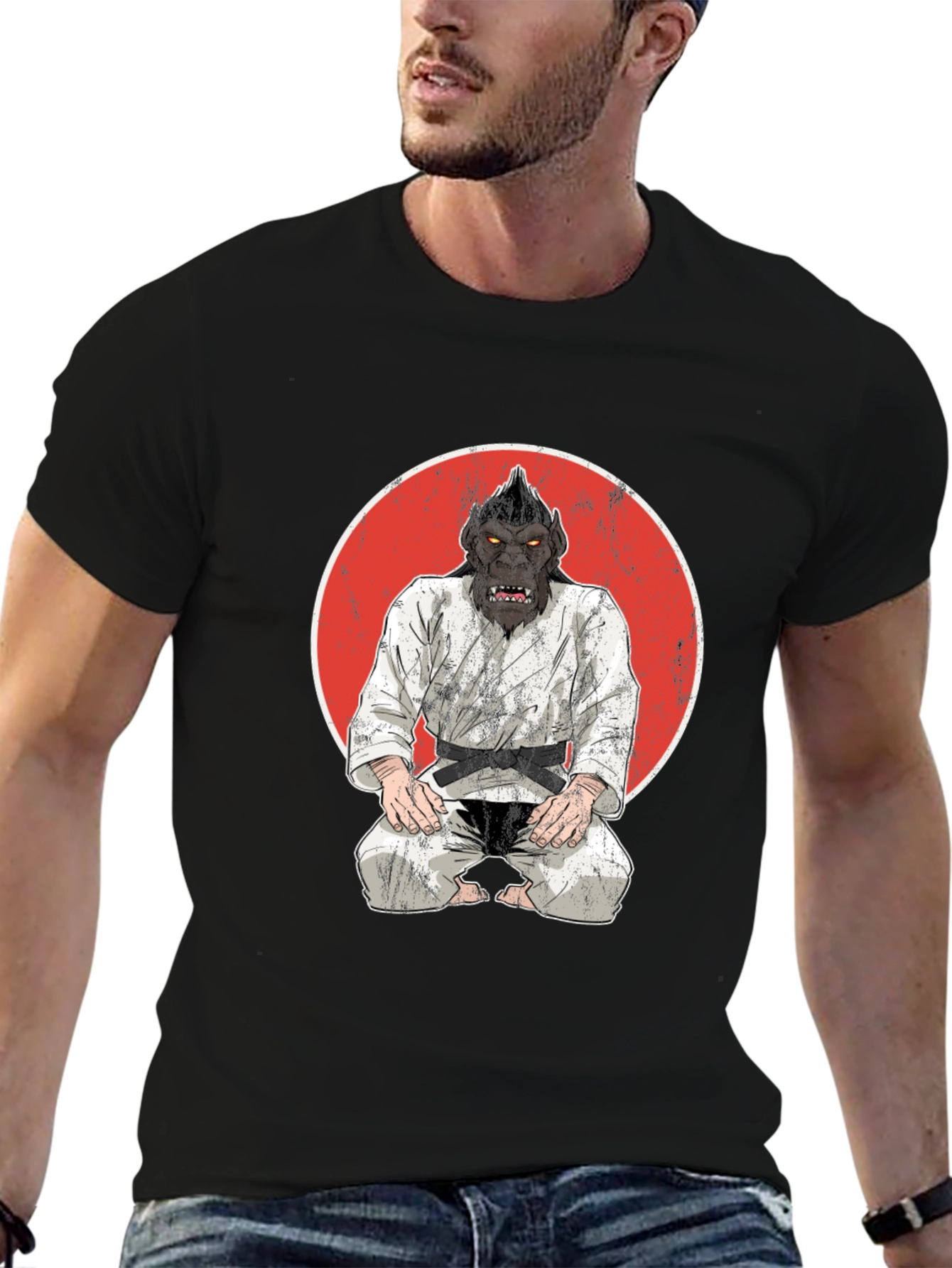Martial Arts Gorilla Graphic Tee - Black