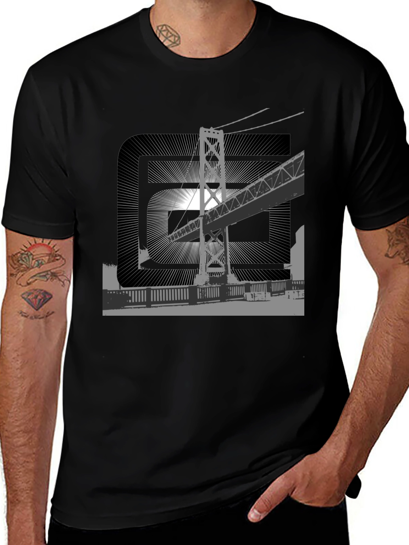 Urban Bridge Graphic Tee - Black
