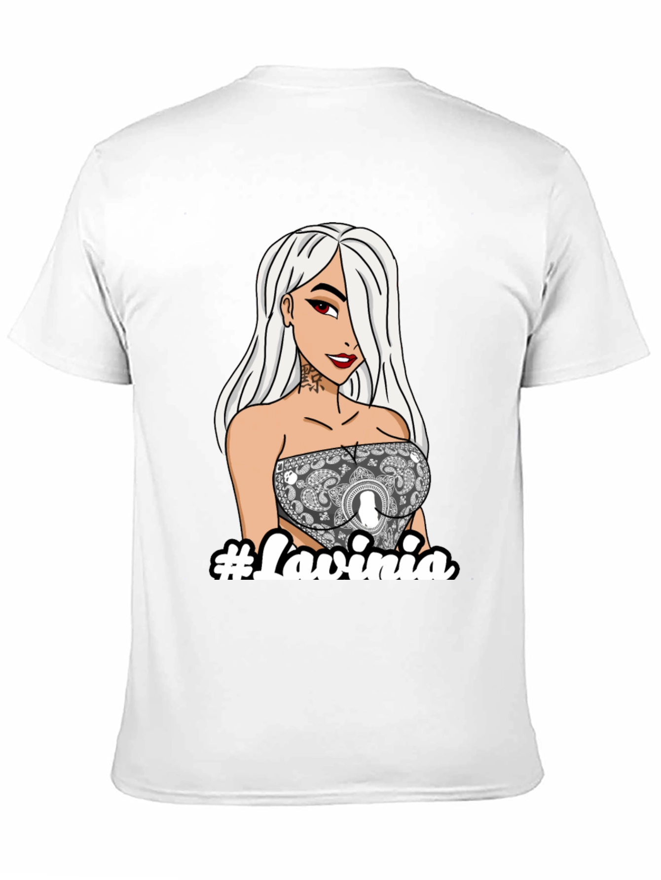 Trendy Graphic Tee - Lavinia Cartoon Girl Black T-Shirt