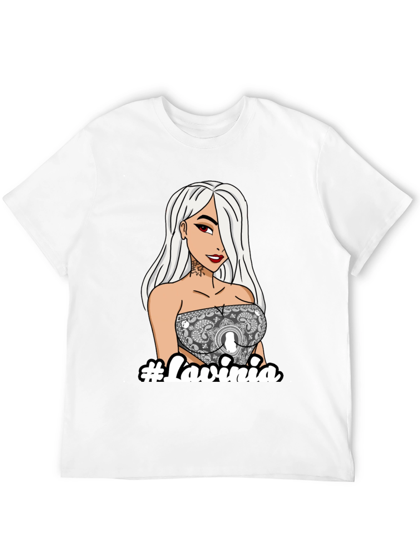 Trendy Graphic Tee - Lavinia Cartoon Girl Black T-Shirt