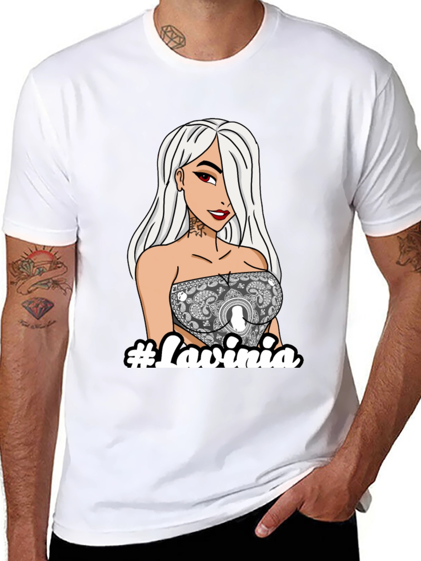 Trendy Graphic Tee - Lavinia Cartoon Girl Black T-Shirt